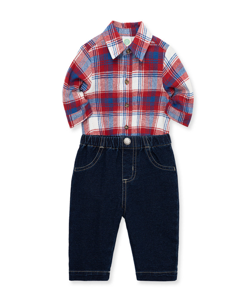 Red Plaid Pant Set - Little Me