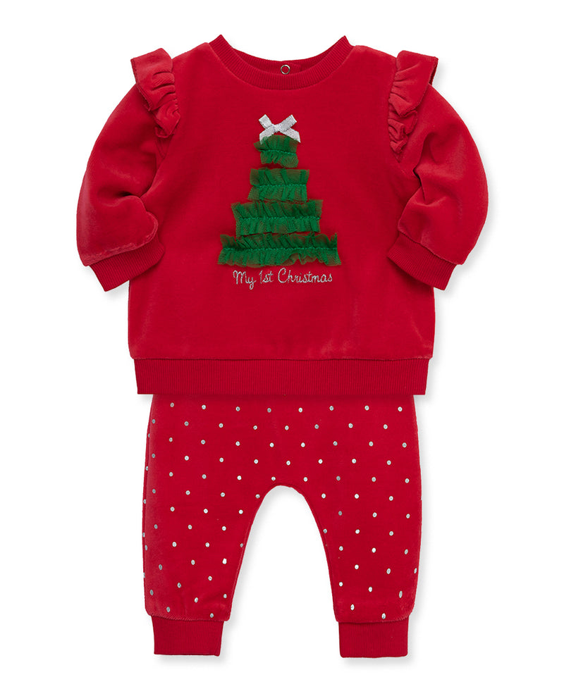 Dot Tree Velour Pant Set - Little Me