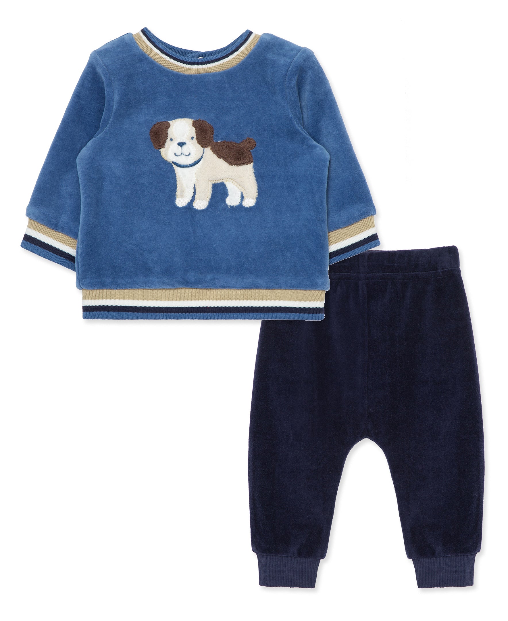 Fluffy Puppy Velour Pant Set - Little Me