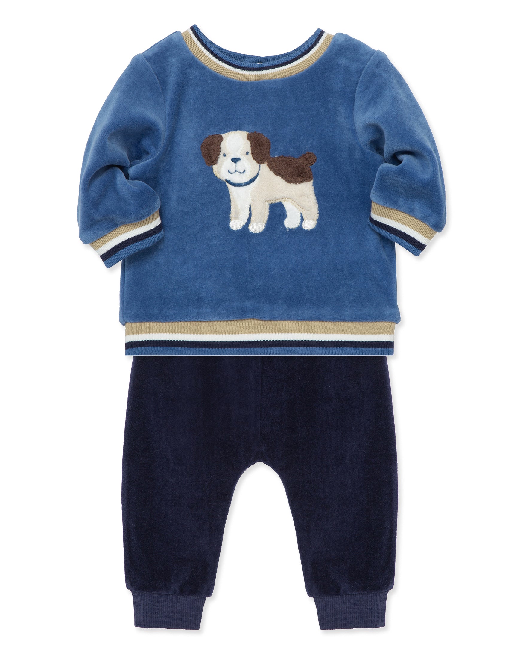 Fluffy Puppy Velour Pant Set - Little Me