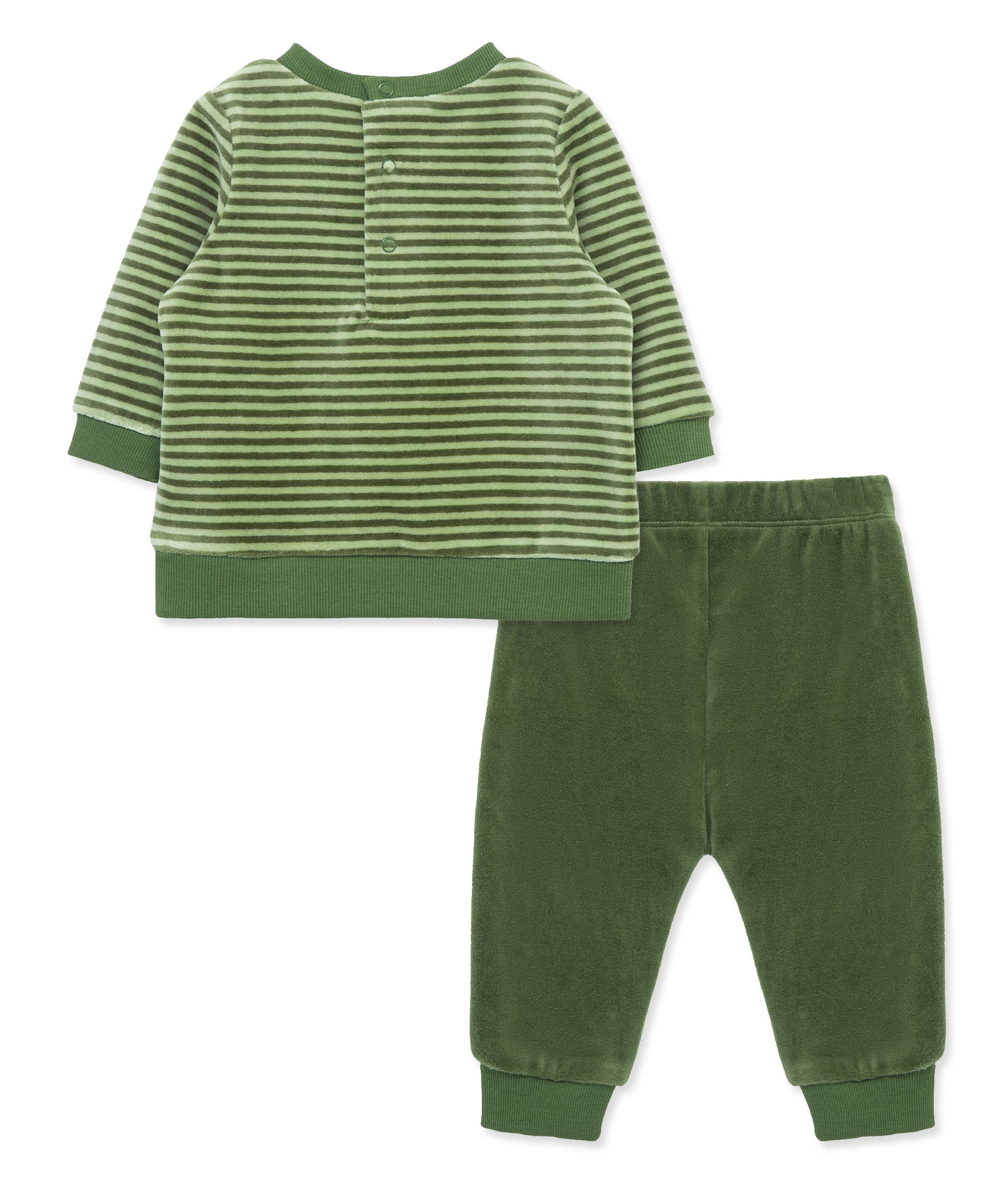 Dino Stripe Velour Pant Set - Little Me