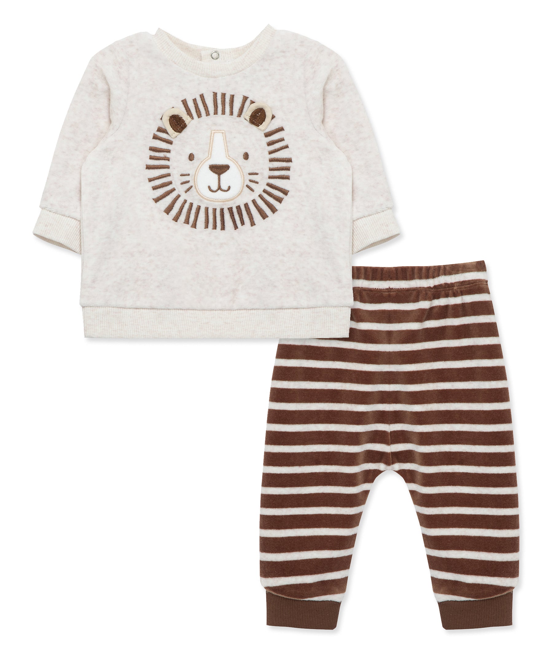 Lion Stripe Velour Pant Set - Little Me