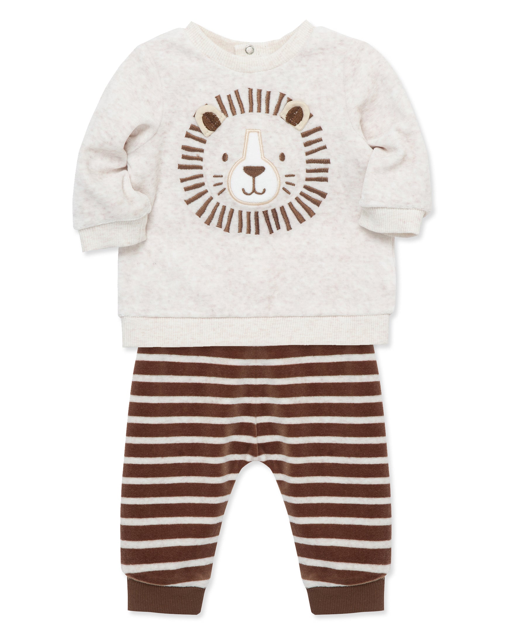 Lion Stripe Velour Pant Set - Little Me