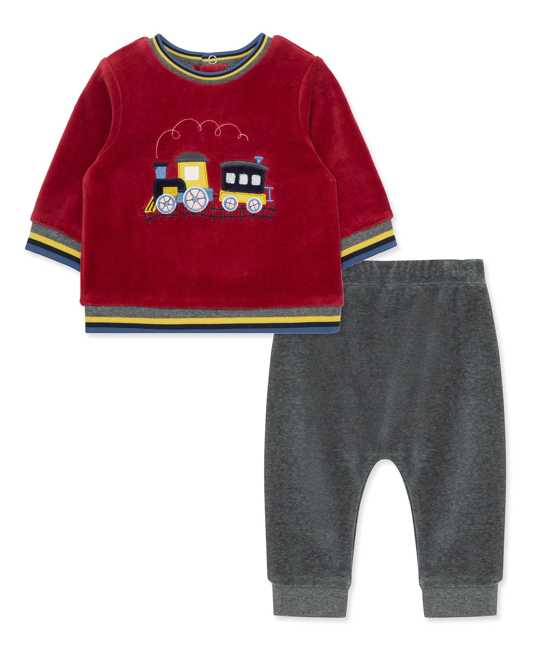 Train Tracks Velour Pant Set - Little Me