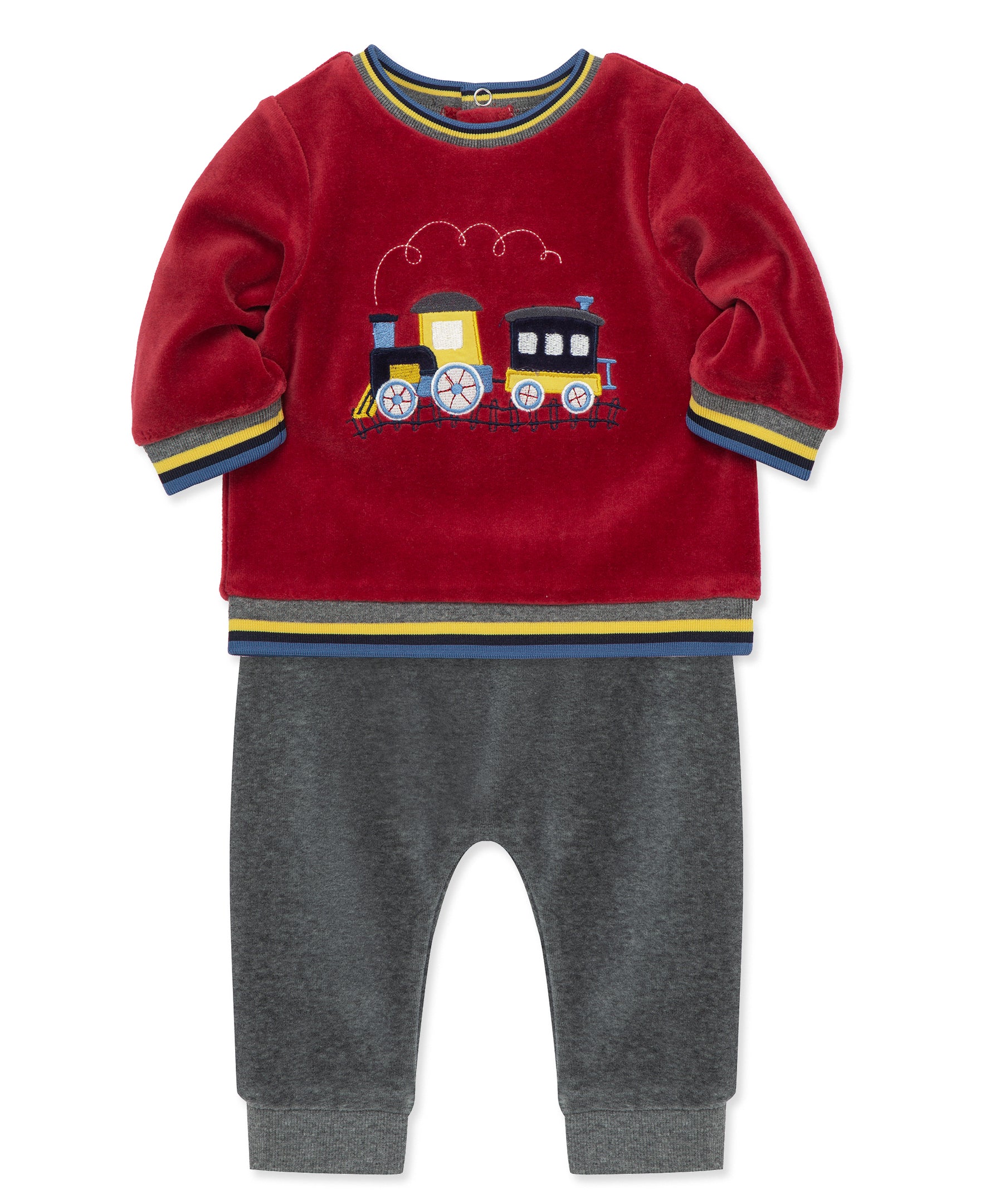 Train Tracks Velour Pant Set - Little Me