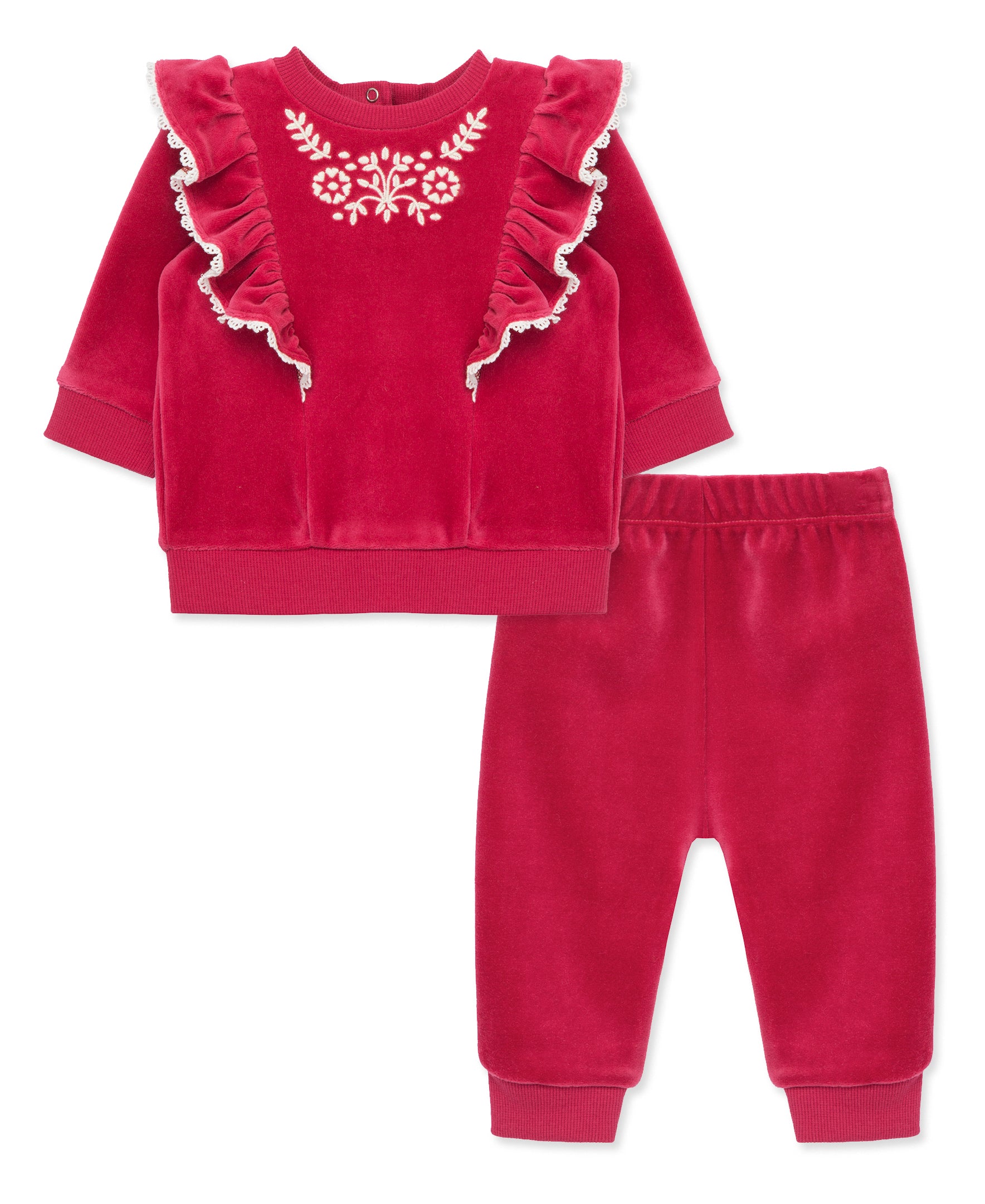 Floral Garland Velour Pant Set - Little Me