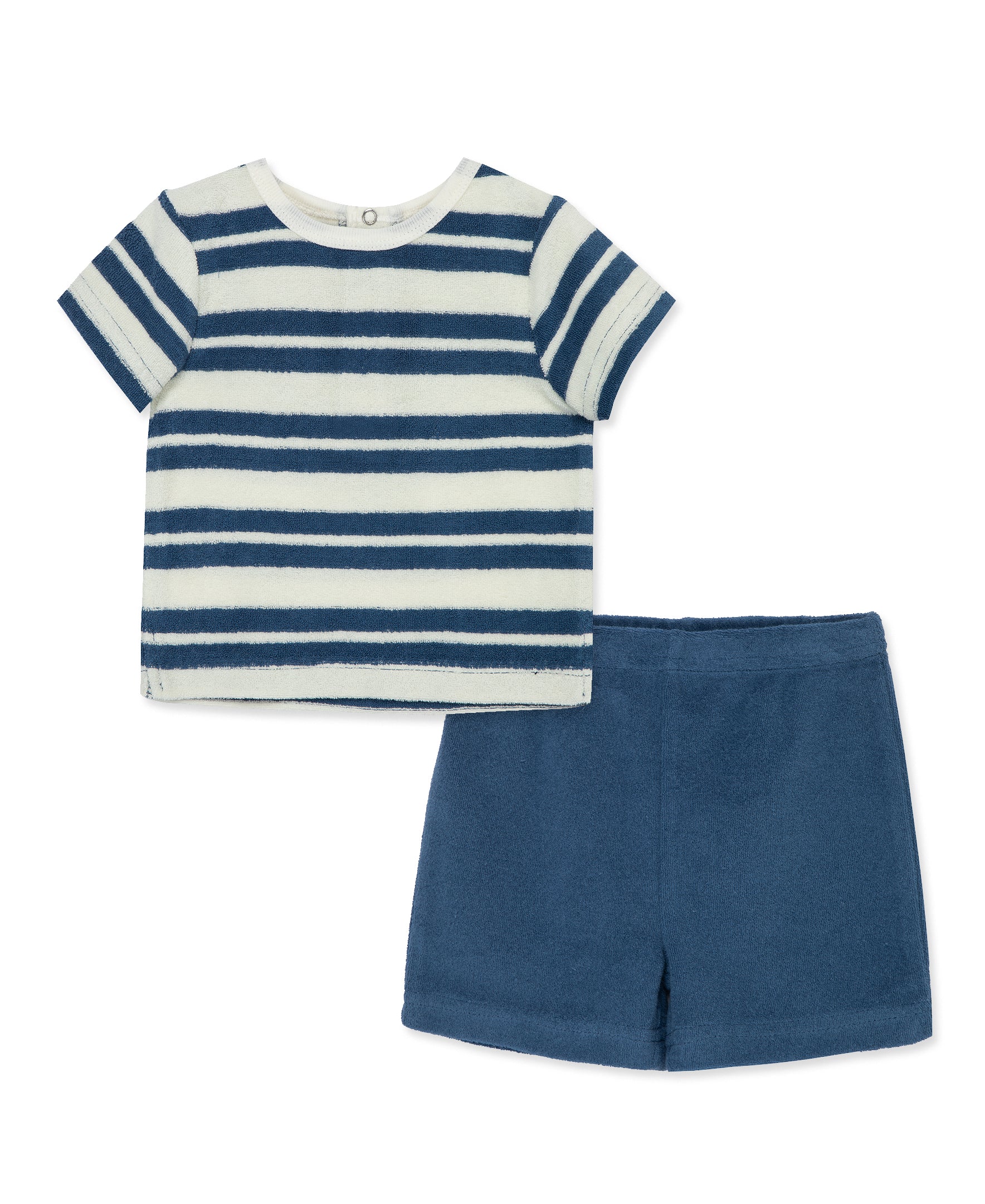 Navy Striped Terry Short Set - Little Me