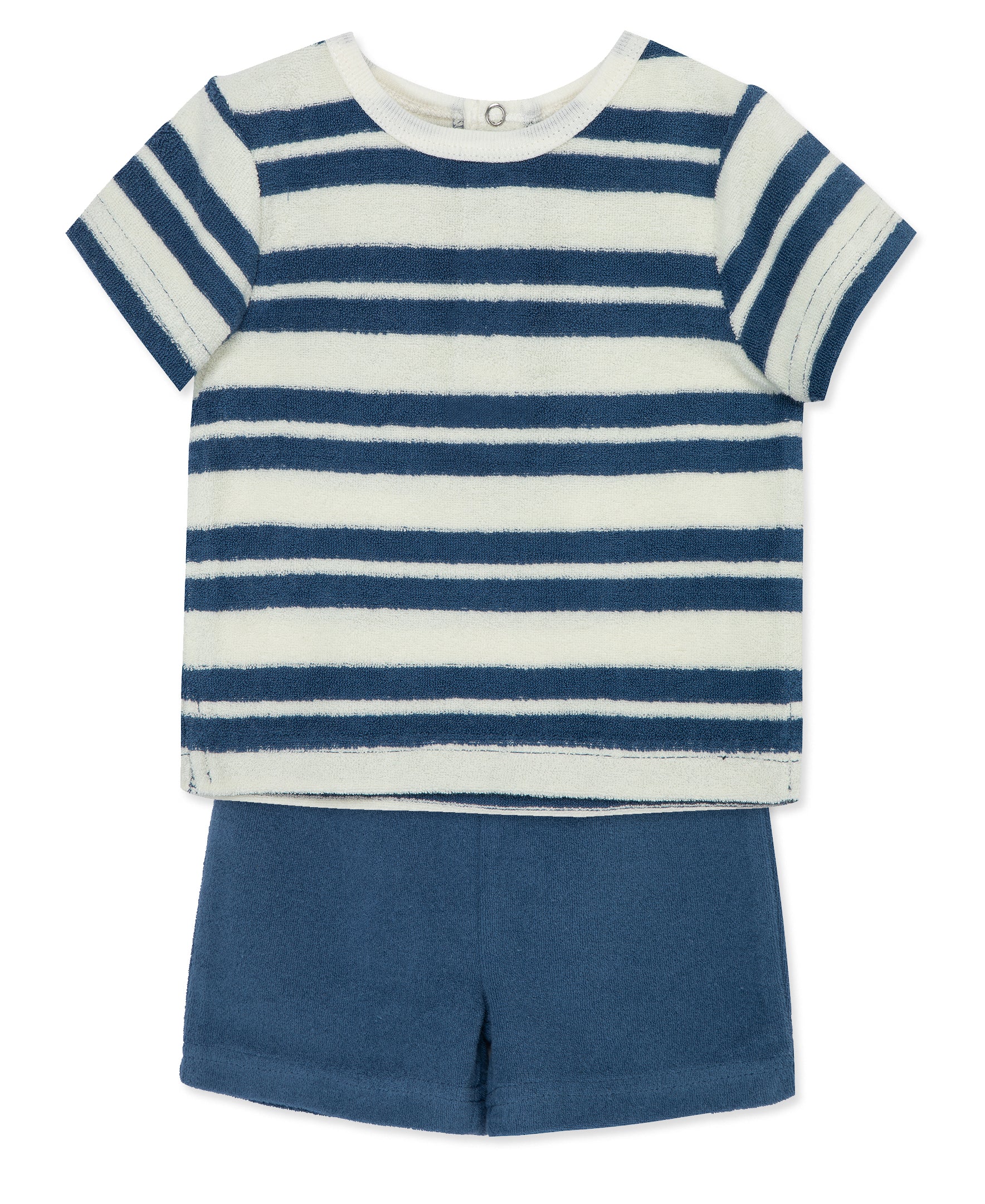 Navy Striped Terry Short Set - Little Me