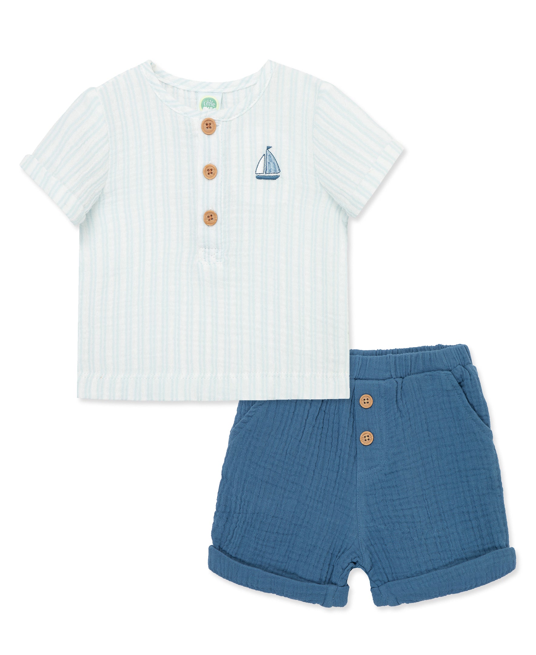 Sailboat Gauze Short Set - Little Me