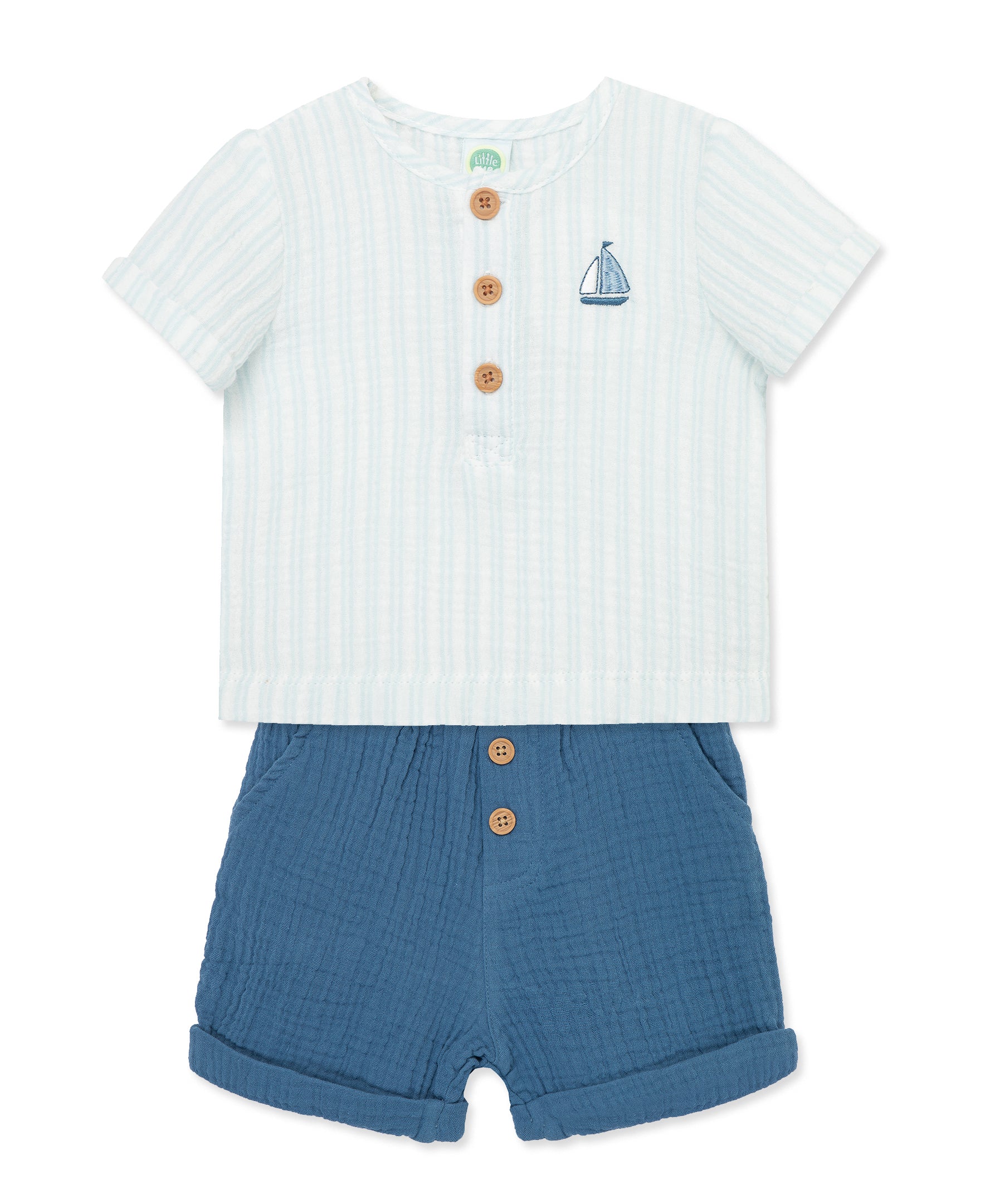 Sailboat Gauze Short Set - Little Me