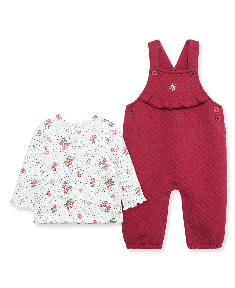 Roses Diamond Double Knit Infant Overall Set - Little Me