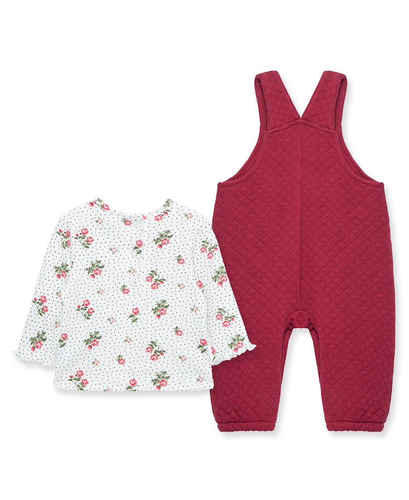 Roses Diamond Double Knit Infant Overall Set - Little Me