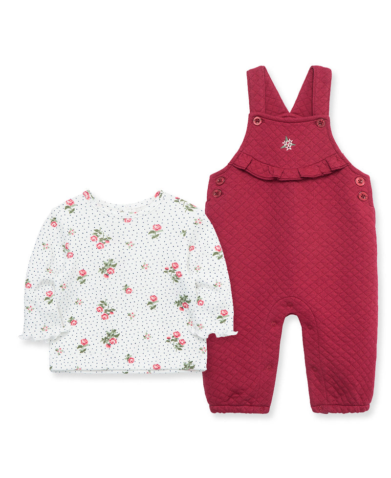 Roses Double Diamond Knit Overall Set - Little Me