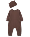 Chestnut Waffle Knit Coverall & Hat - Little Me