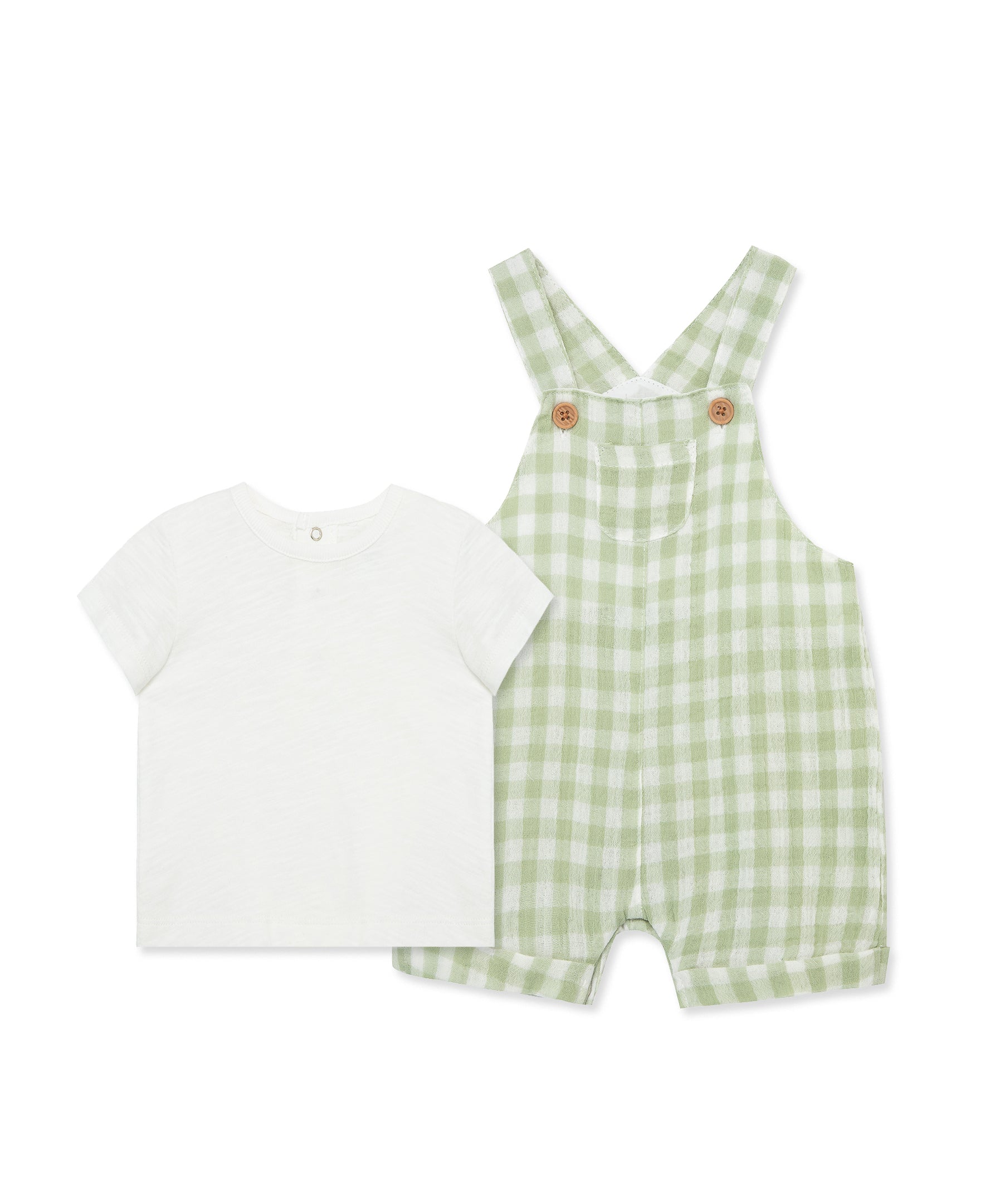 Check Gauze Overall Set - Little Me