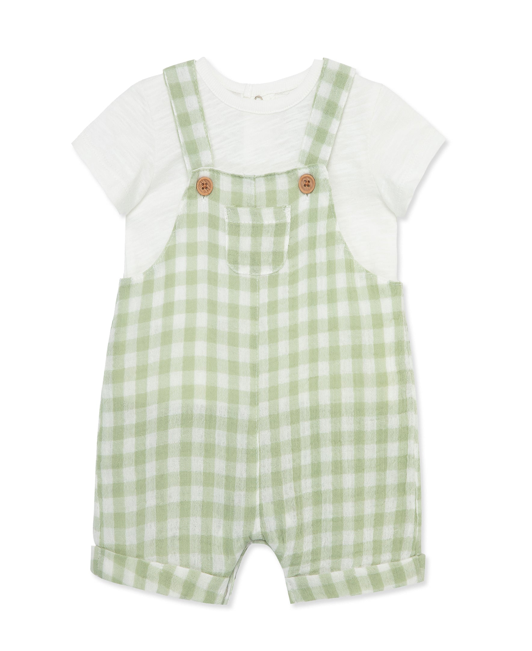 Check Gauze Overall Set - Little Me