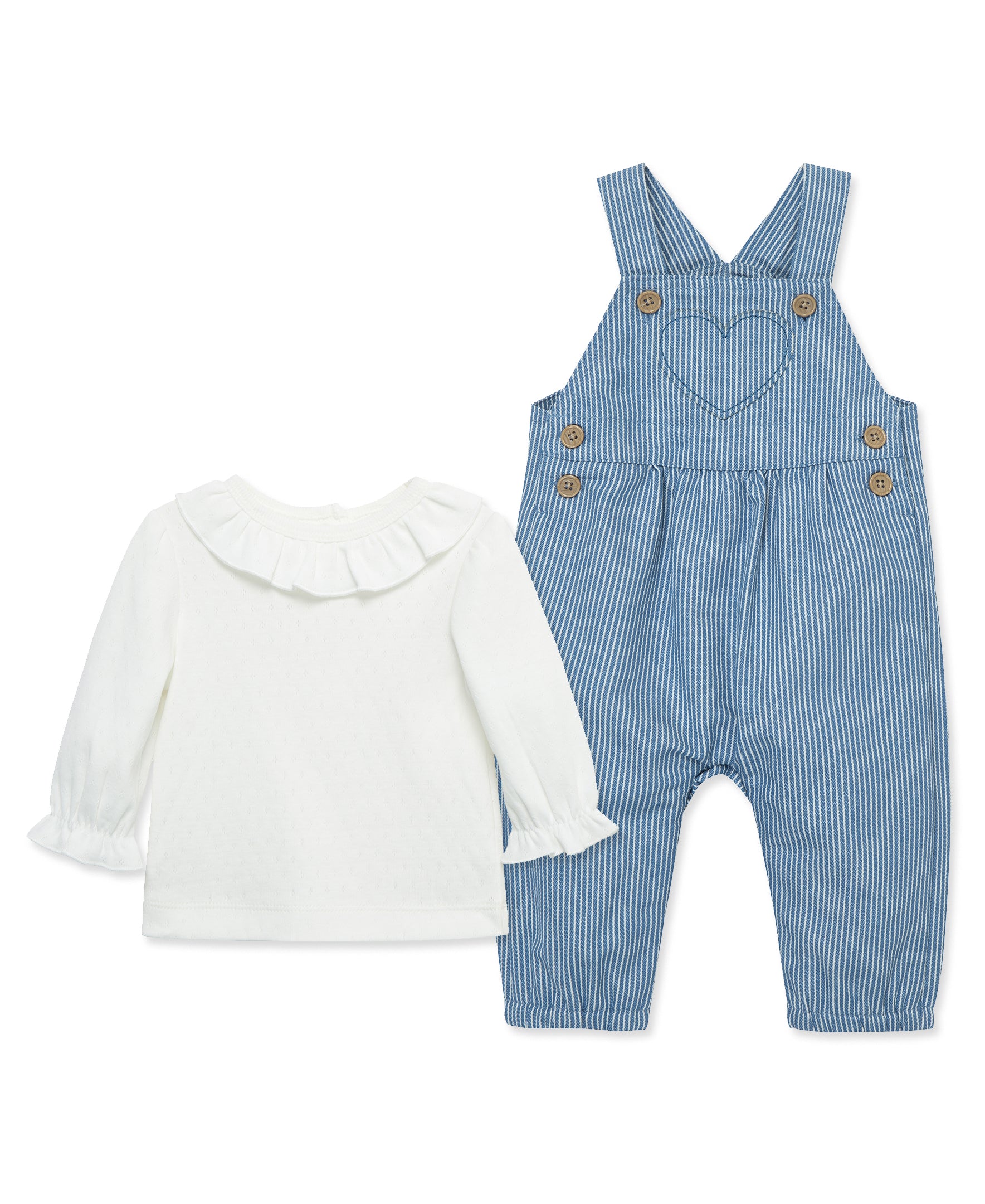 Heart Woven Overall Set (12M-24M) - Little Me