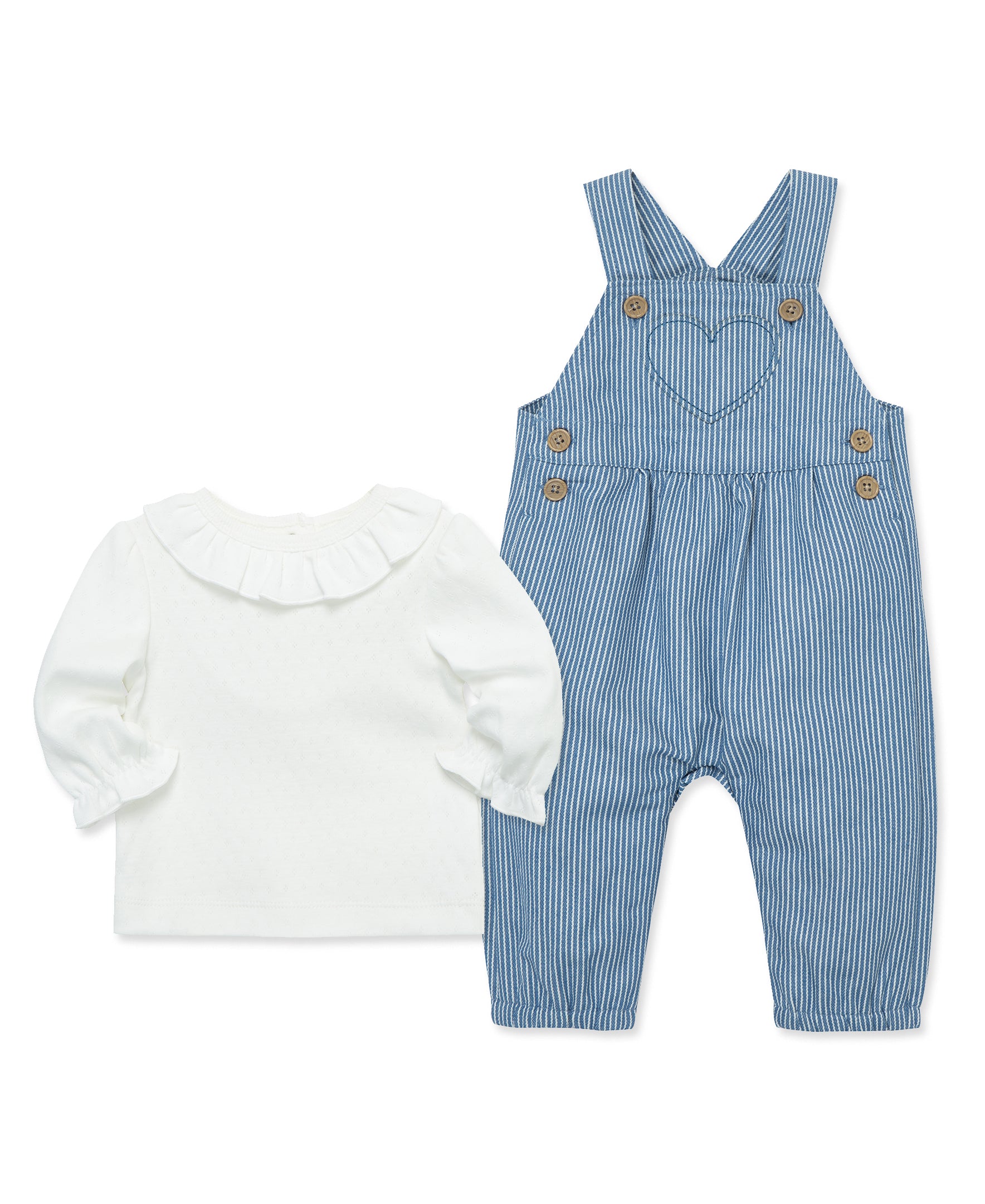 Heart Woven Overall Set (12M-24M) - Little Me