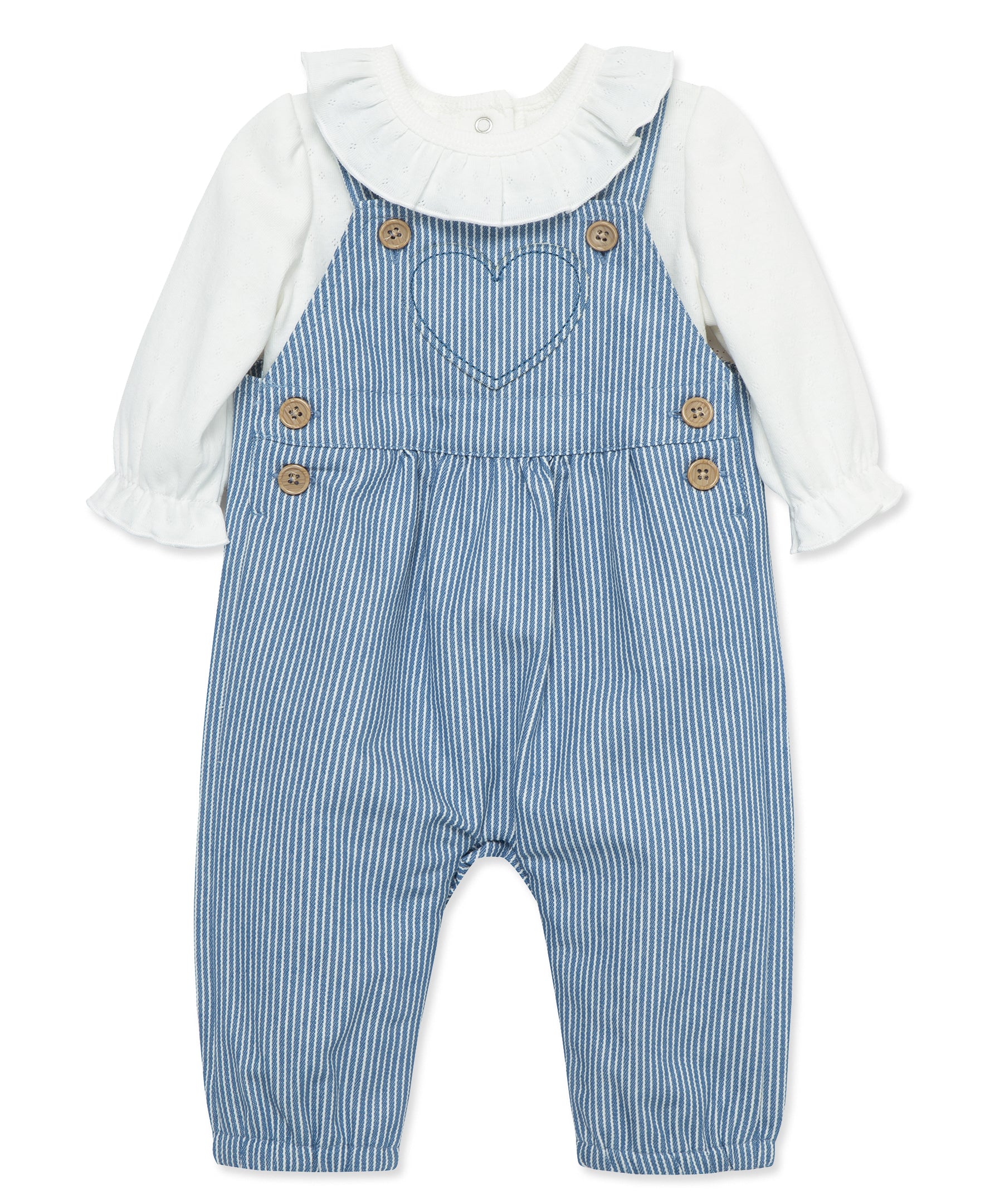 Heart Woven Overall Set (12M-24M) - Little Me