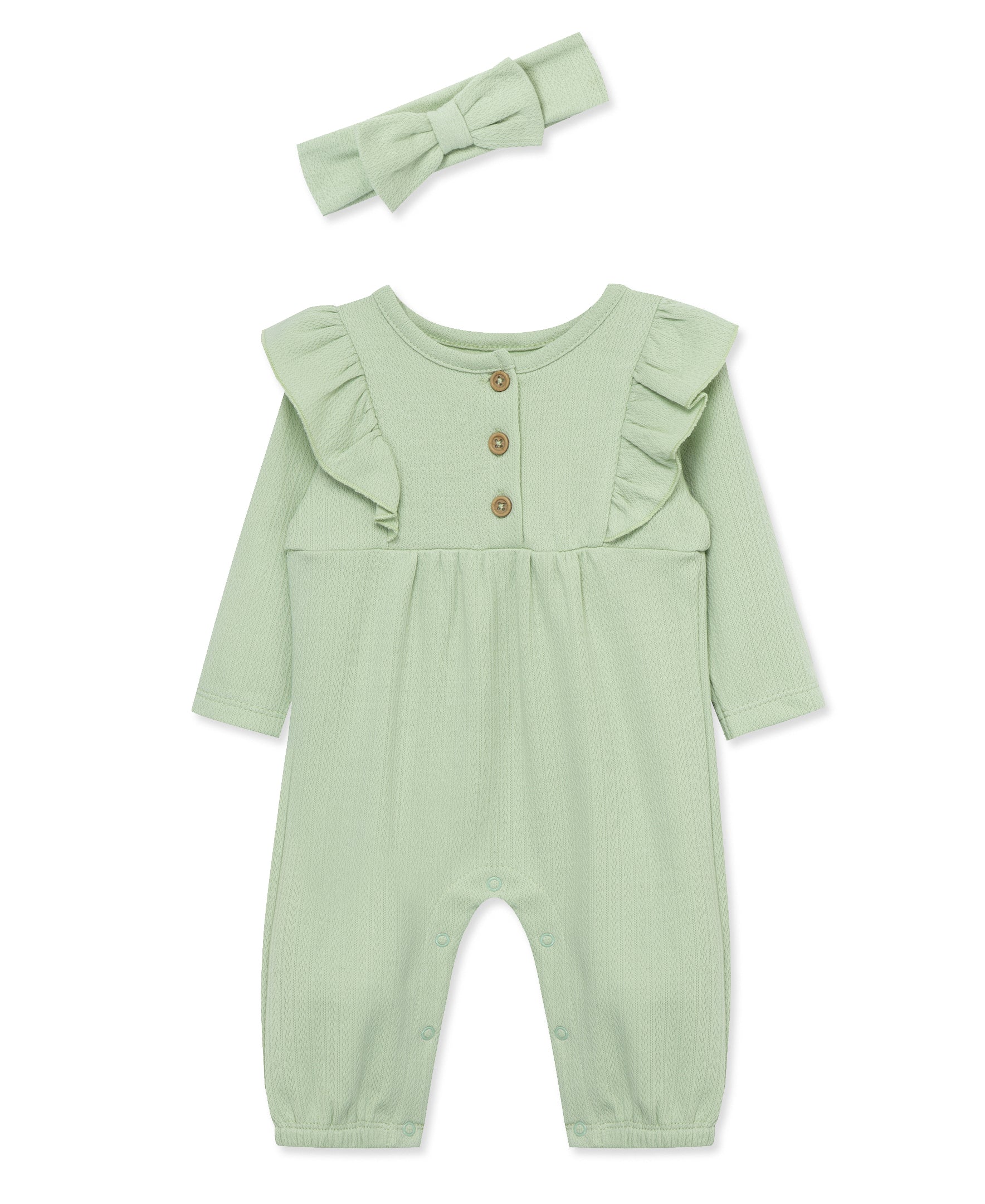 Green Pointelle Jumpsuit Set - Little Me