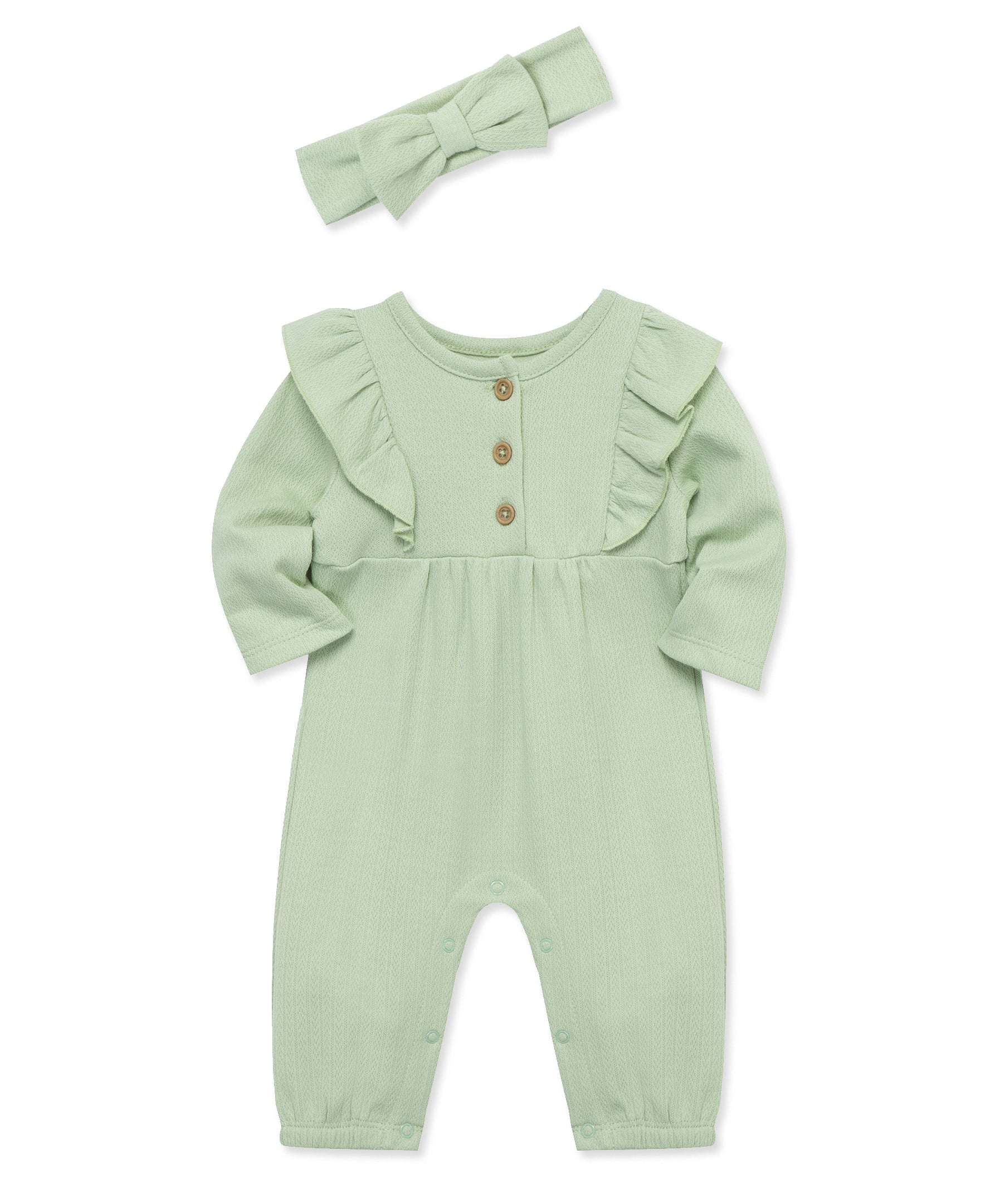 Green Pointelle Jumpsuit Set - Little Me