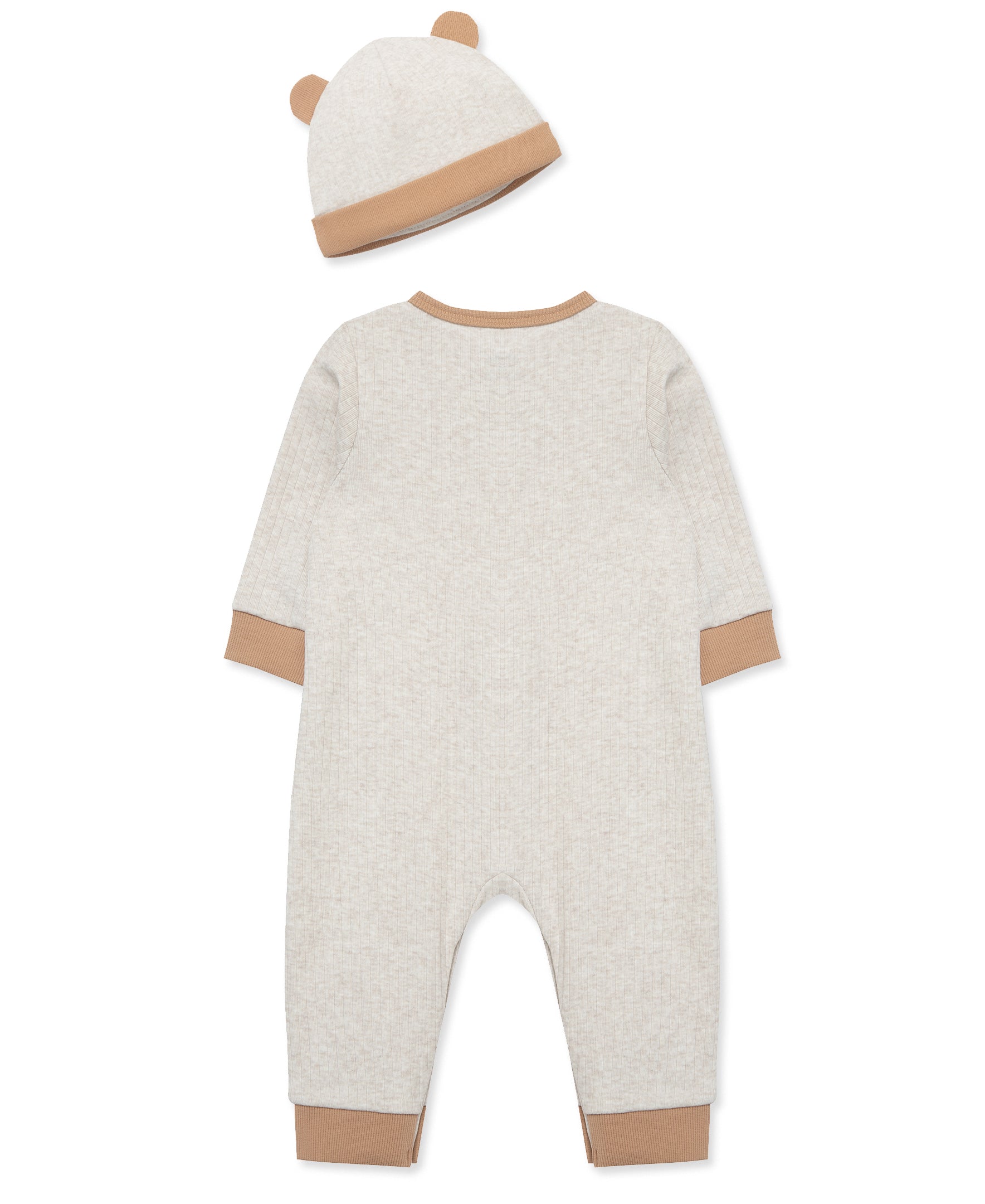 Oatmeal Ribbed Coverall Set - Little Me