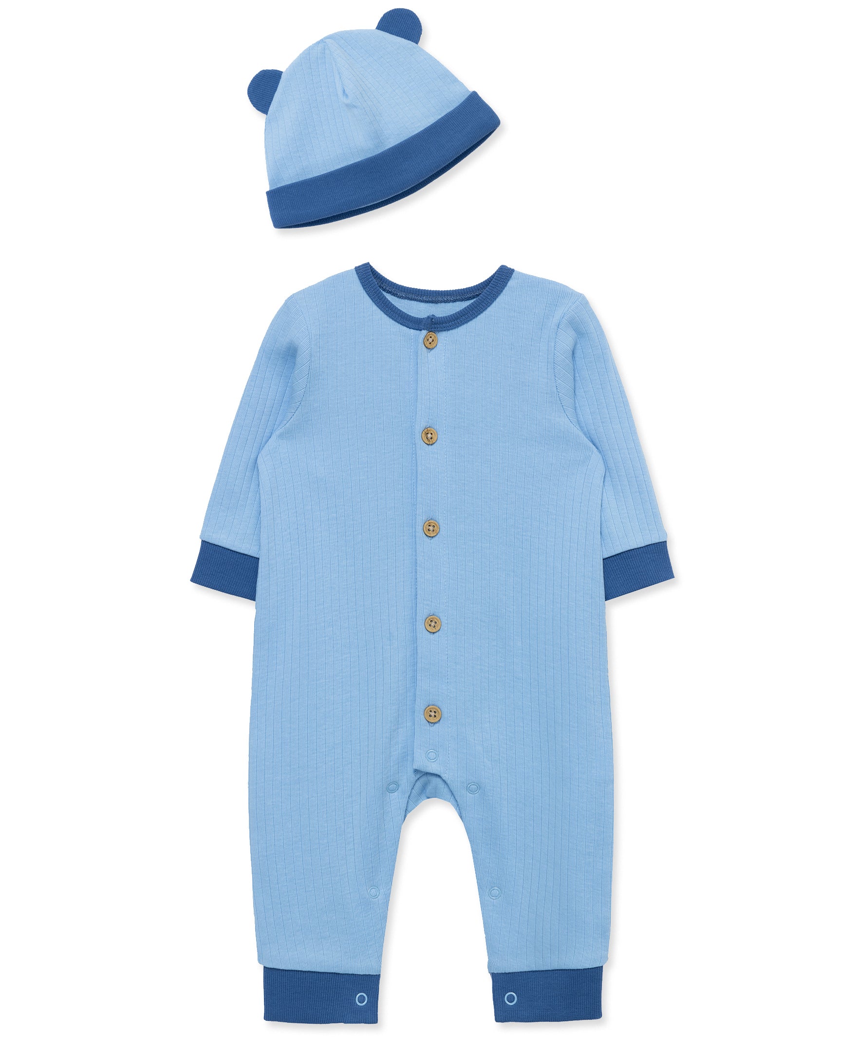 Blue Ribbed Coverall Set - Little Me