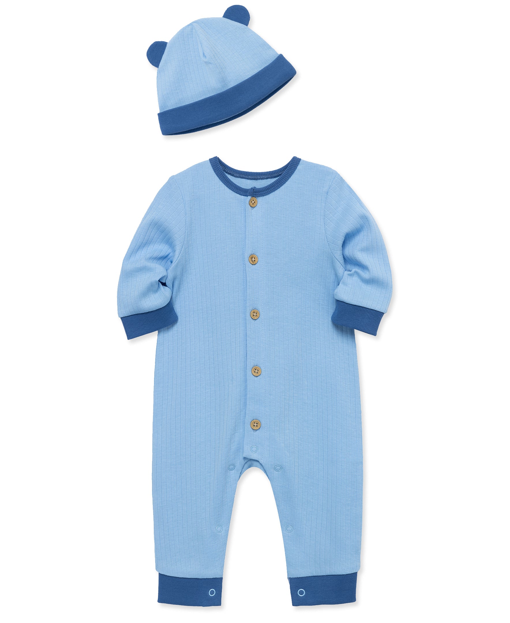 Blue Ribbed Coverall Set - Little Me