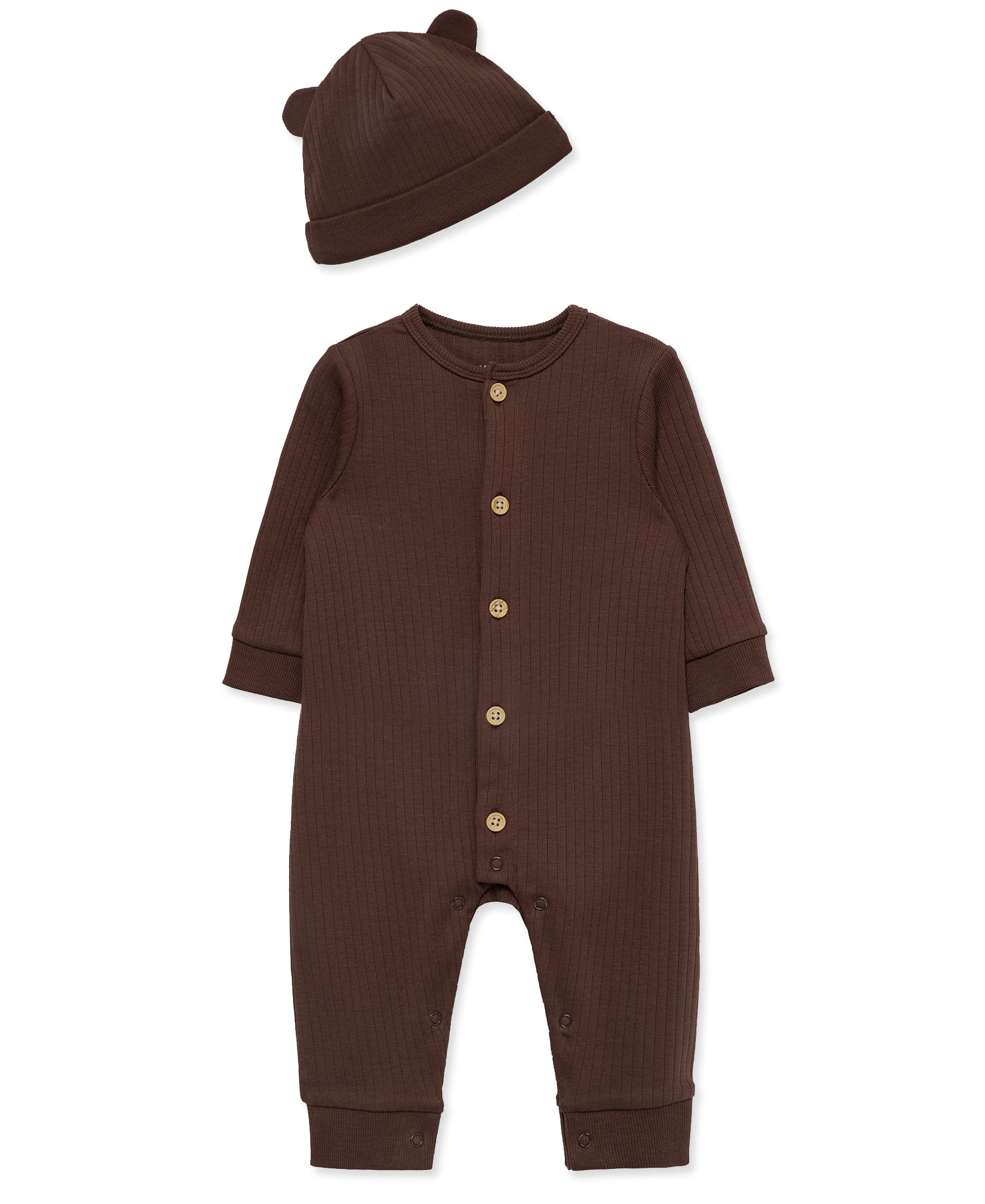 Chestnut Ribbed Coverall Set - Little Me