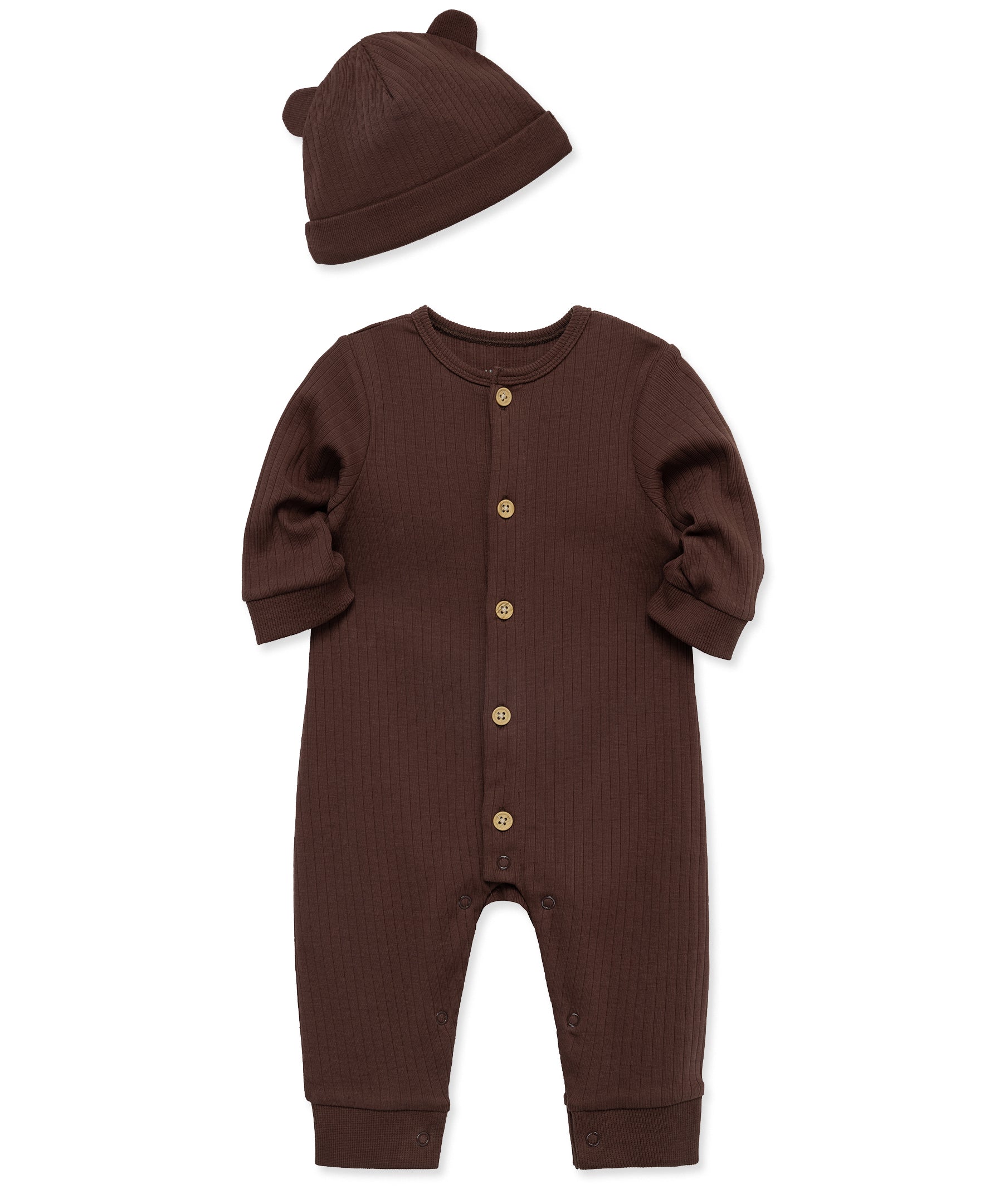 Chestnut Ribbed Coverall Set - Little Me