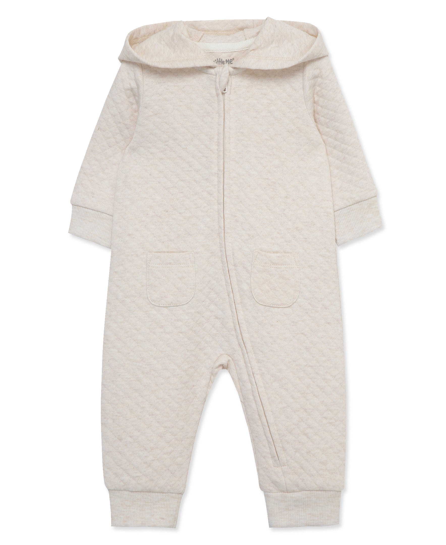 Oatmeal Quilted Hoodie Coverall - Little Me