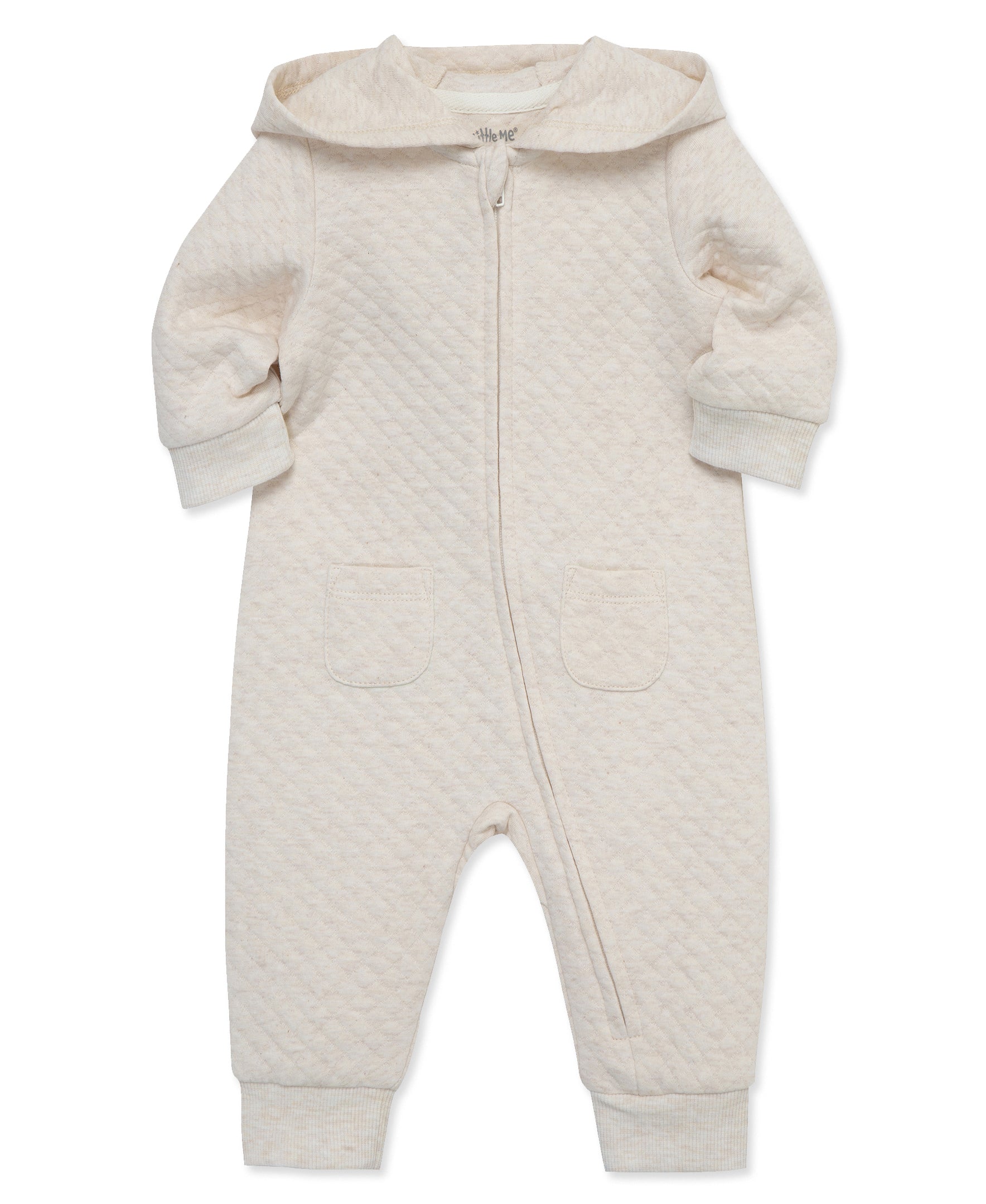 Oatmeal Quilted Hoodie Coverall - Little Me