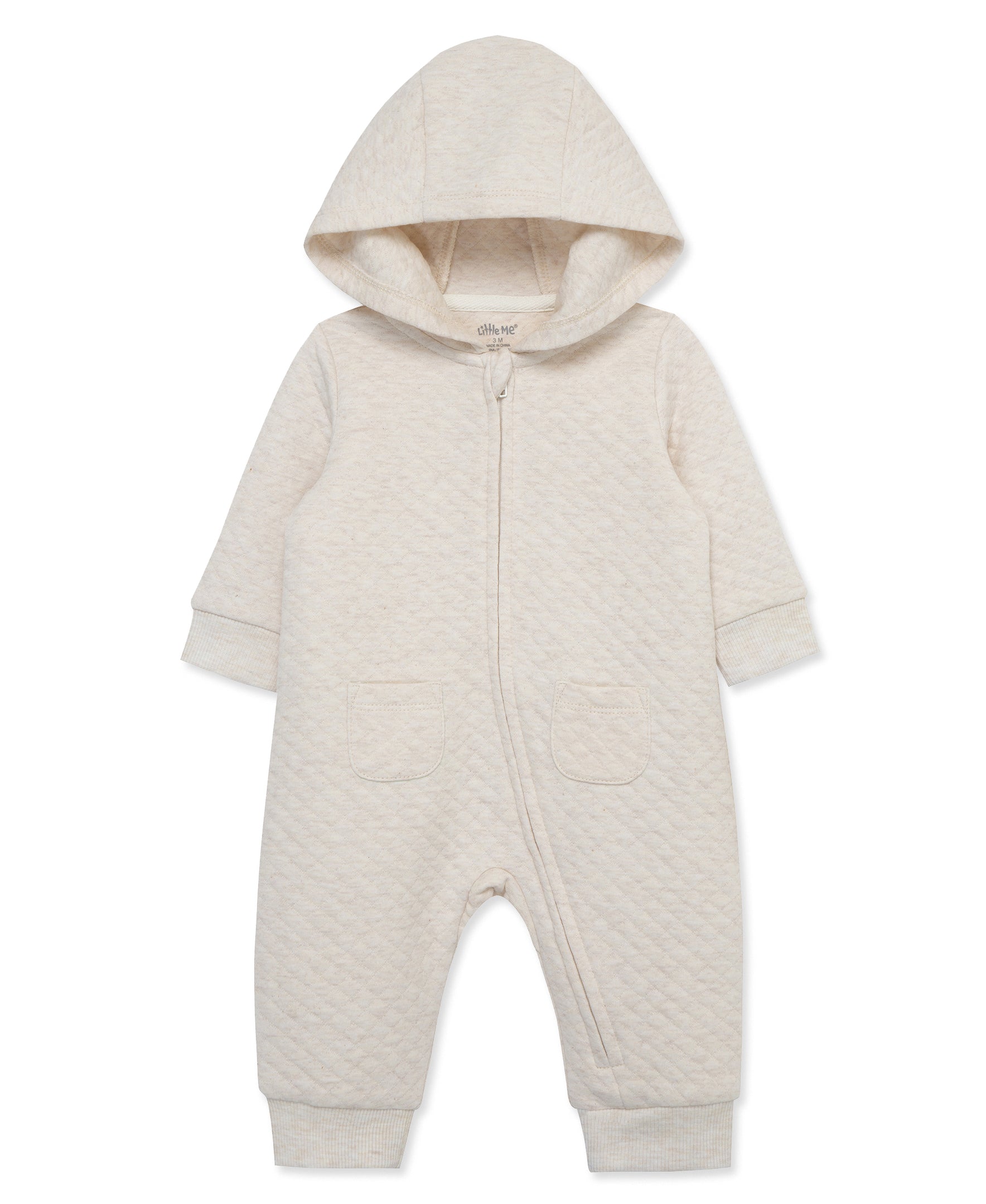 Oatmeal Quilted Hoodie Coverall - Little Me