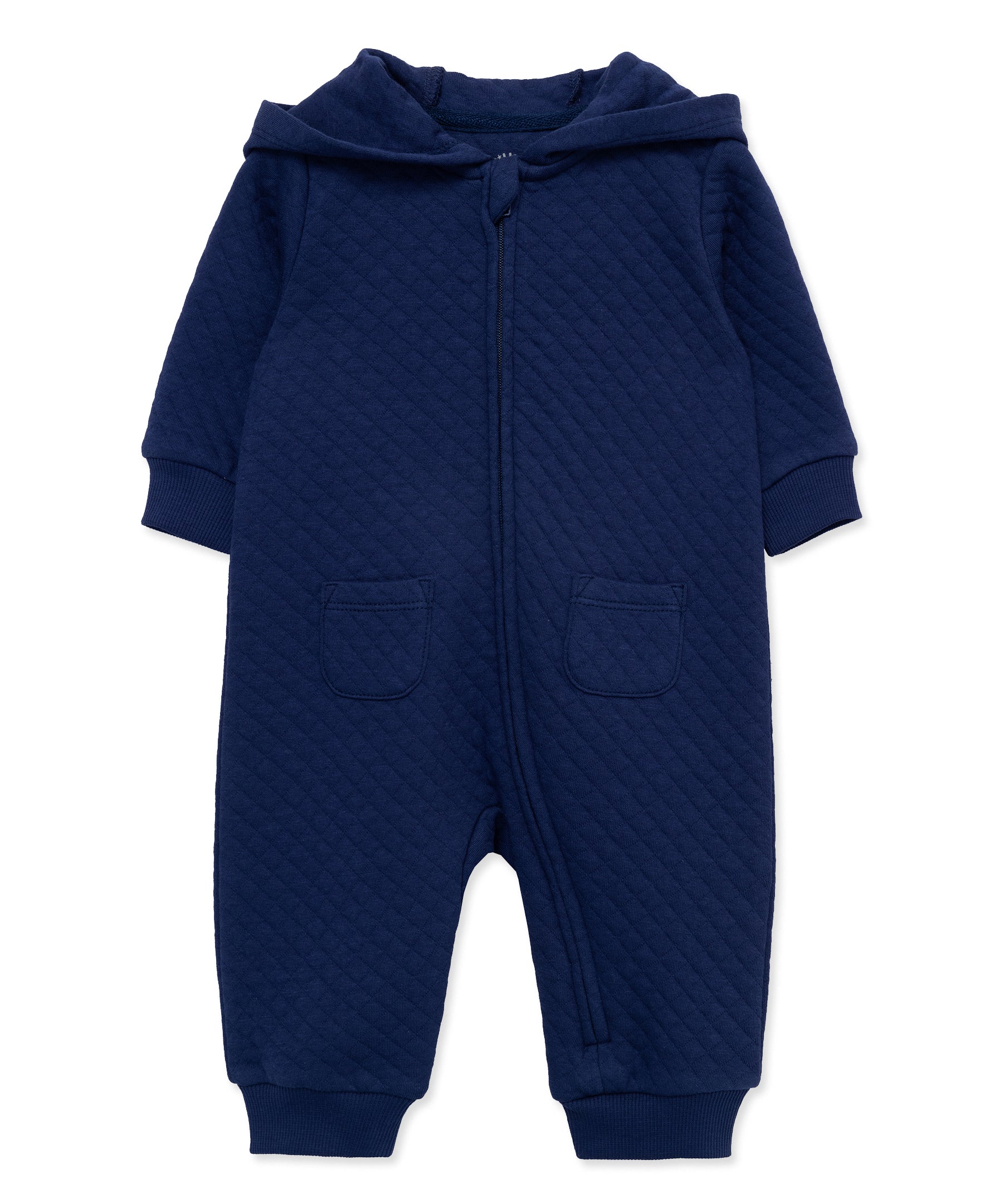 Navy Quilted Hoodie Coverall - Little Me