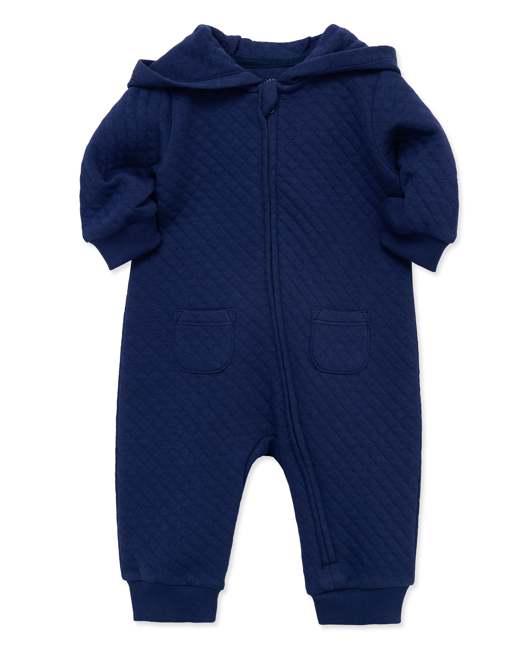 Navy Quilted Hoodie Coverall - Little Me