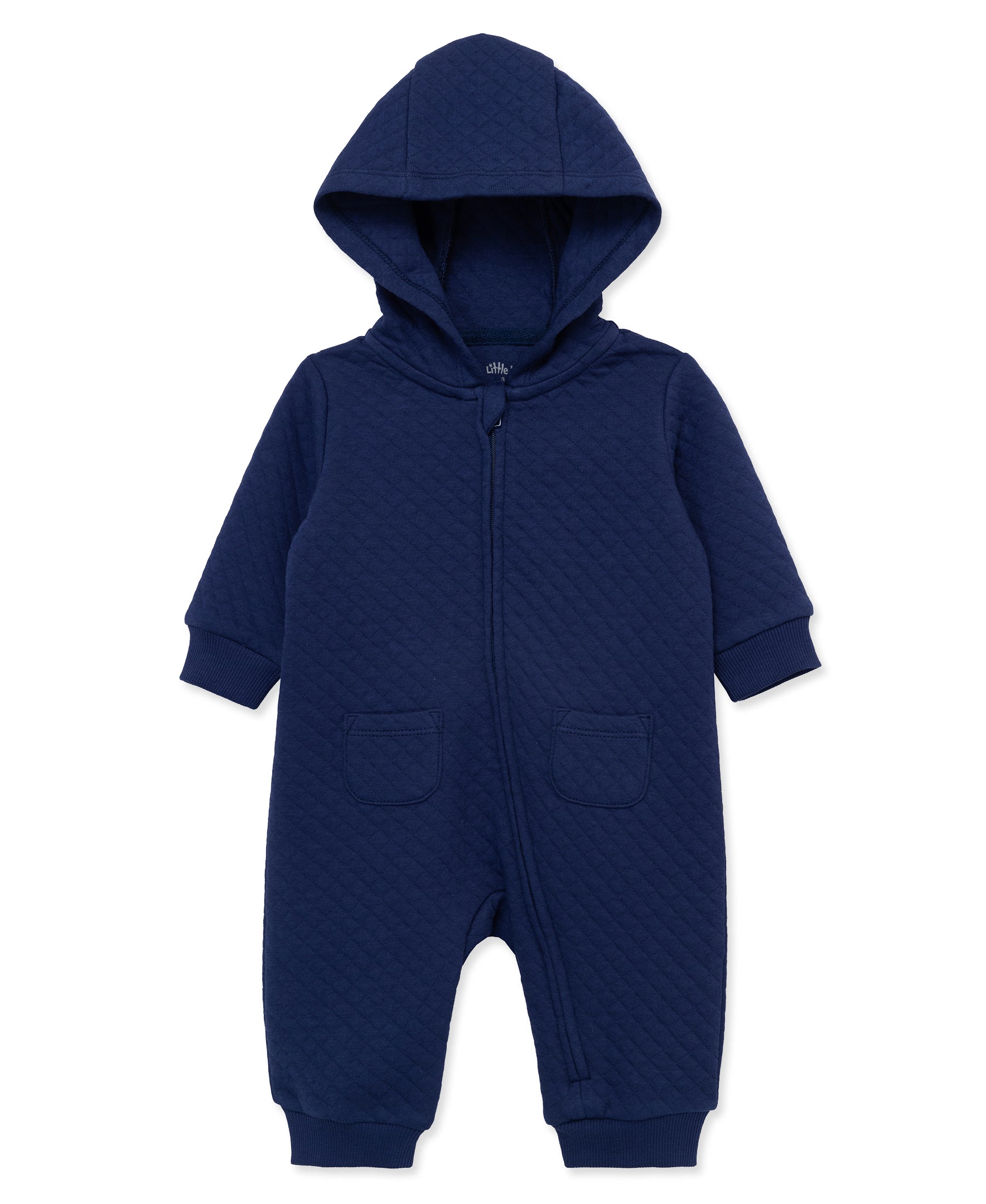 Navy Quilted Hoodie Coverall - Little Me