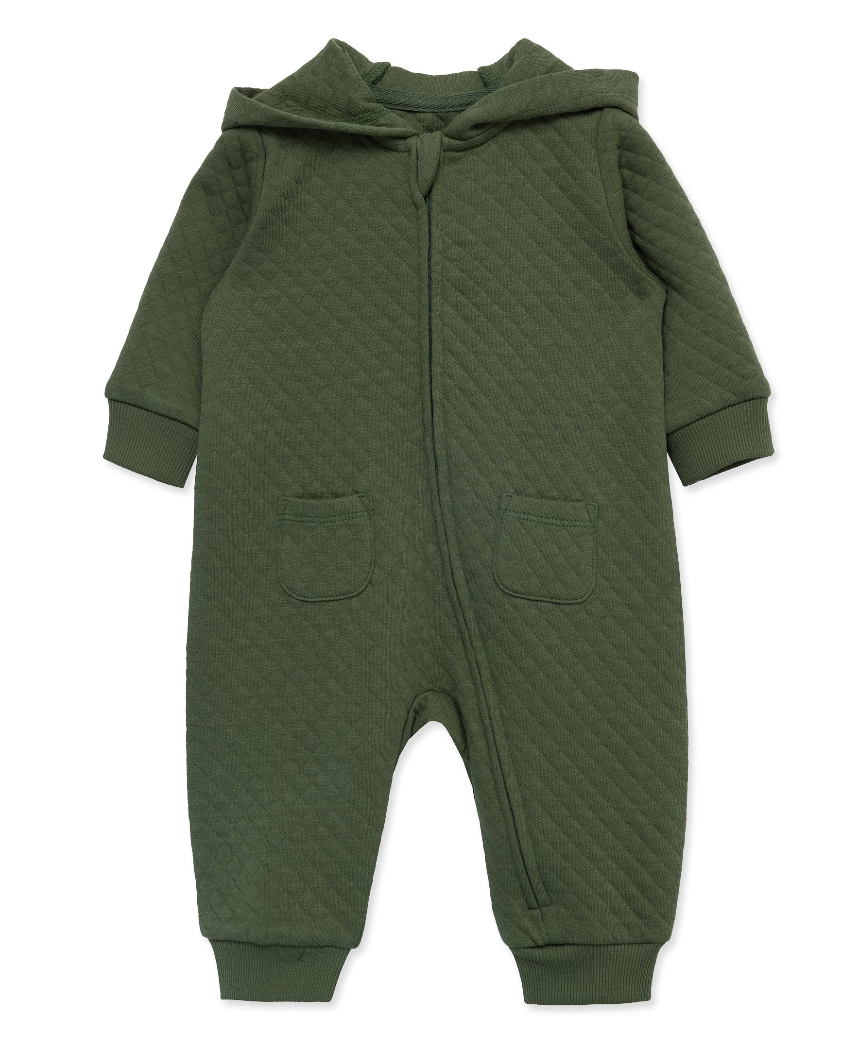 Olive Quilt Hooded Coverall - Little Me