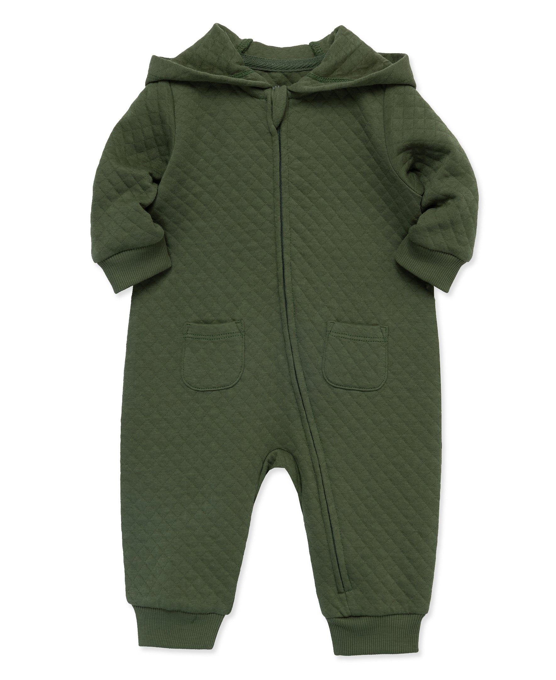 Olive Quilt Hooded Coverall - Little Me