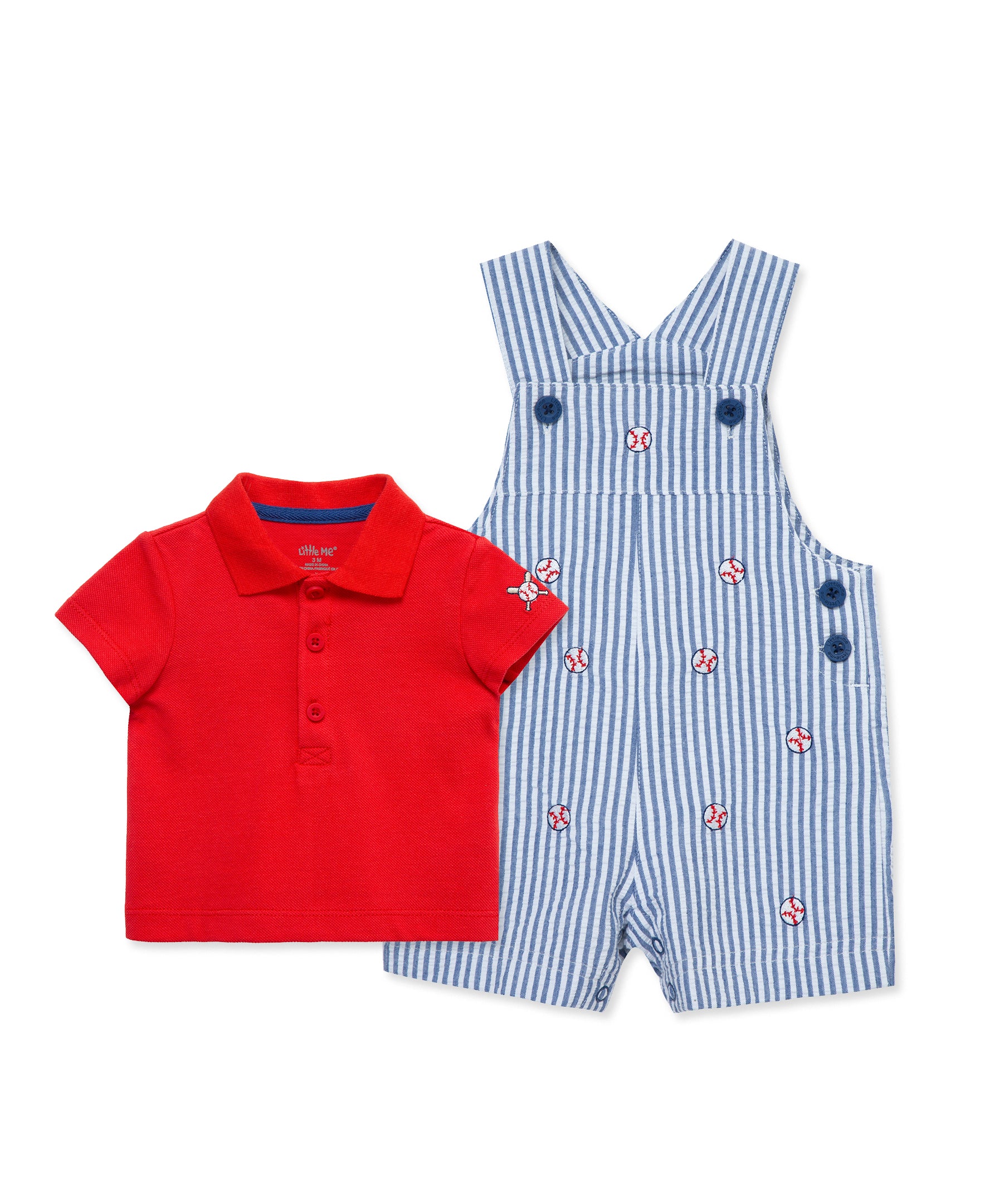 Baseball Woven Shortall Set (12M-24M) - Little Me