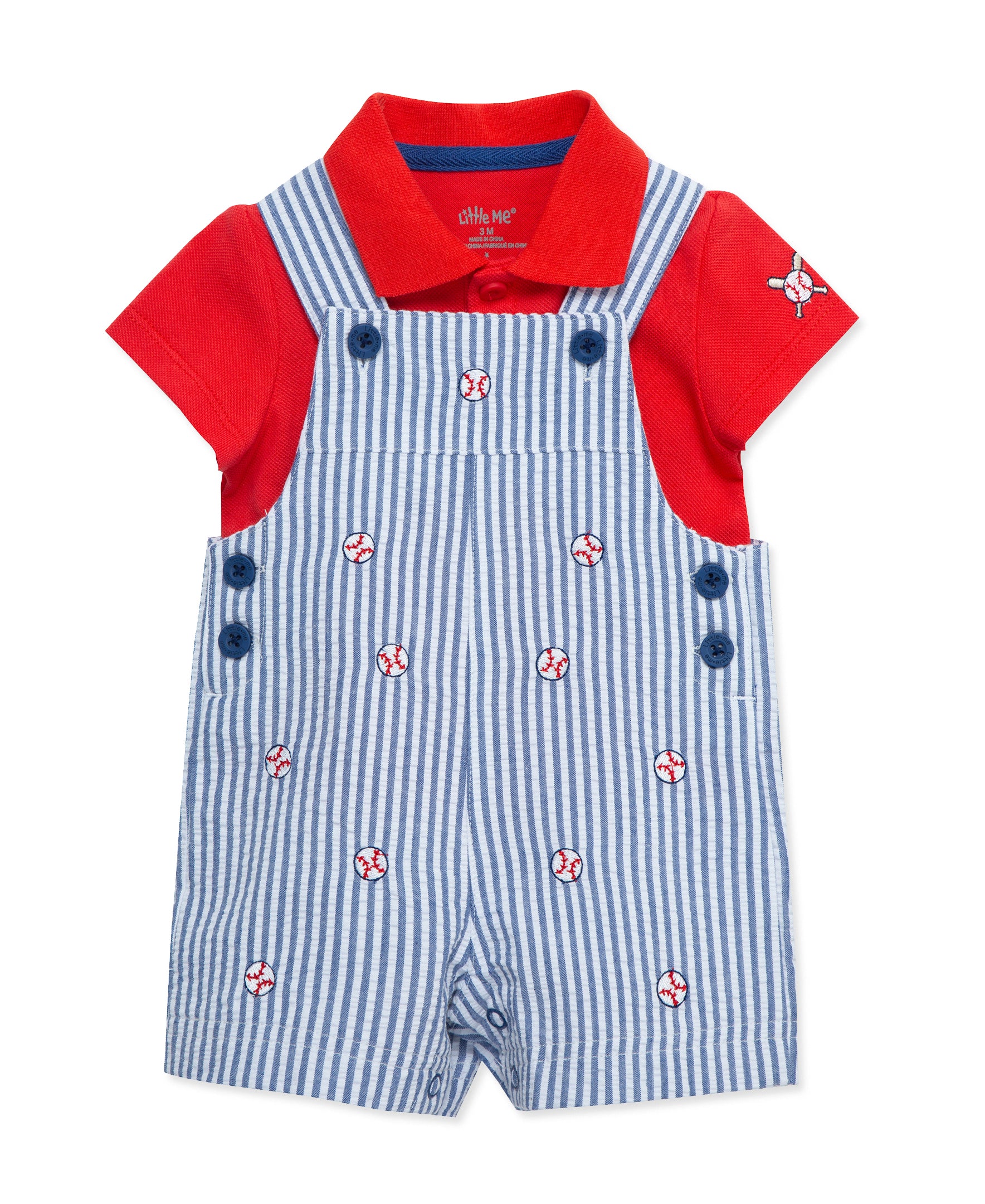 Baseball Woven Shortall Set (12M-24M) - Little Me