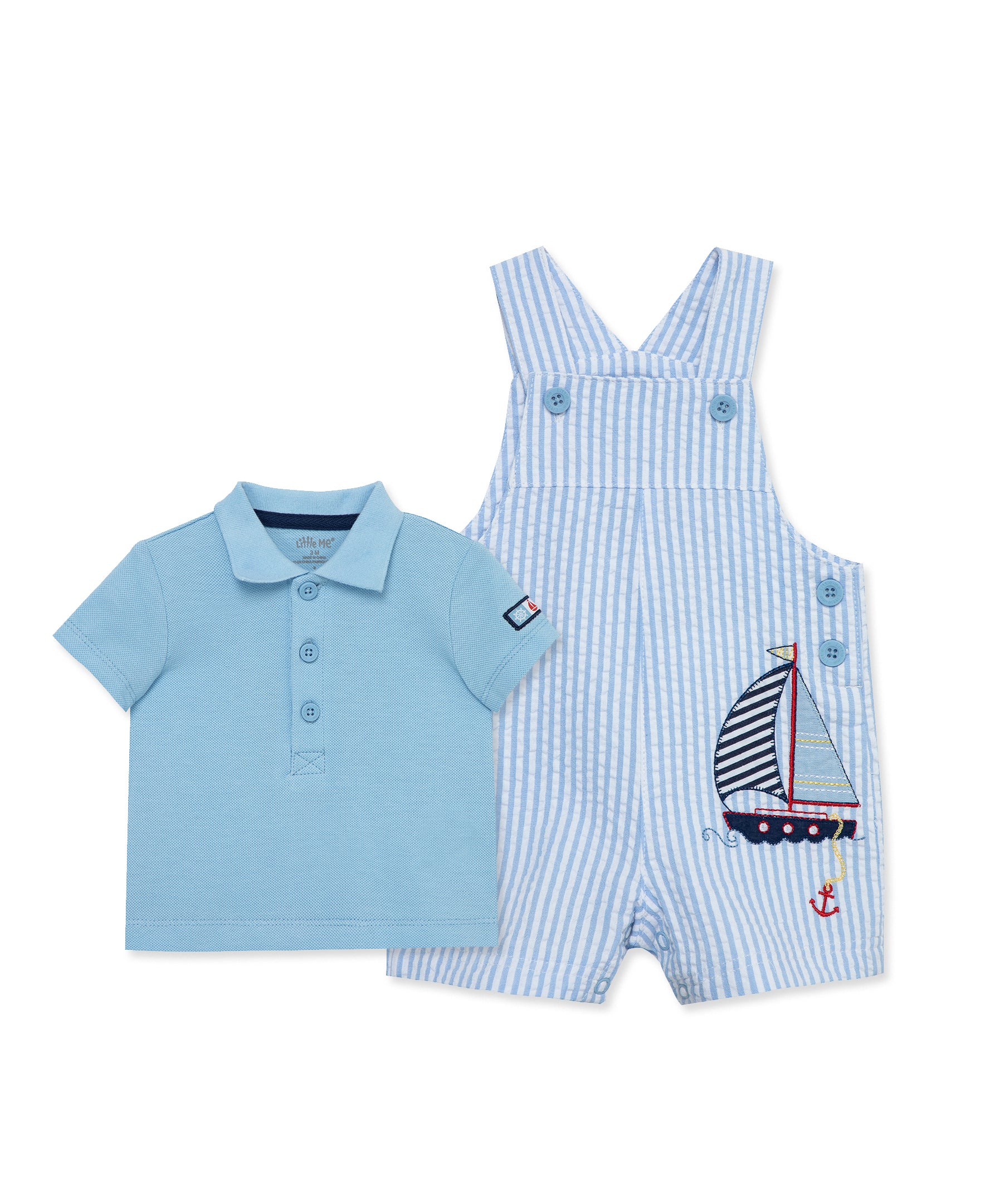 Sailboat Woven Shortall Set (12M-24M) - Little Me