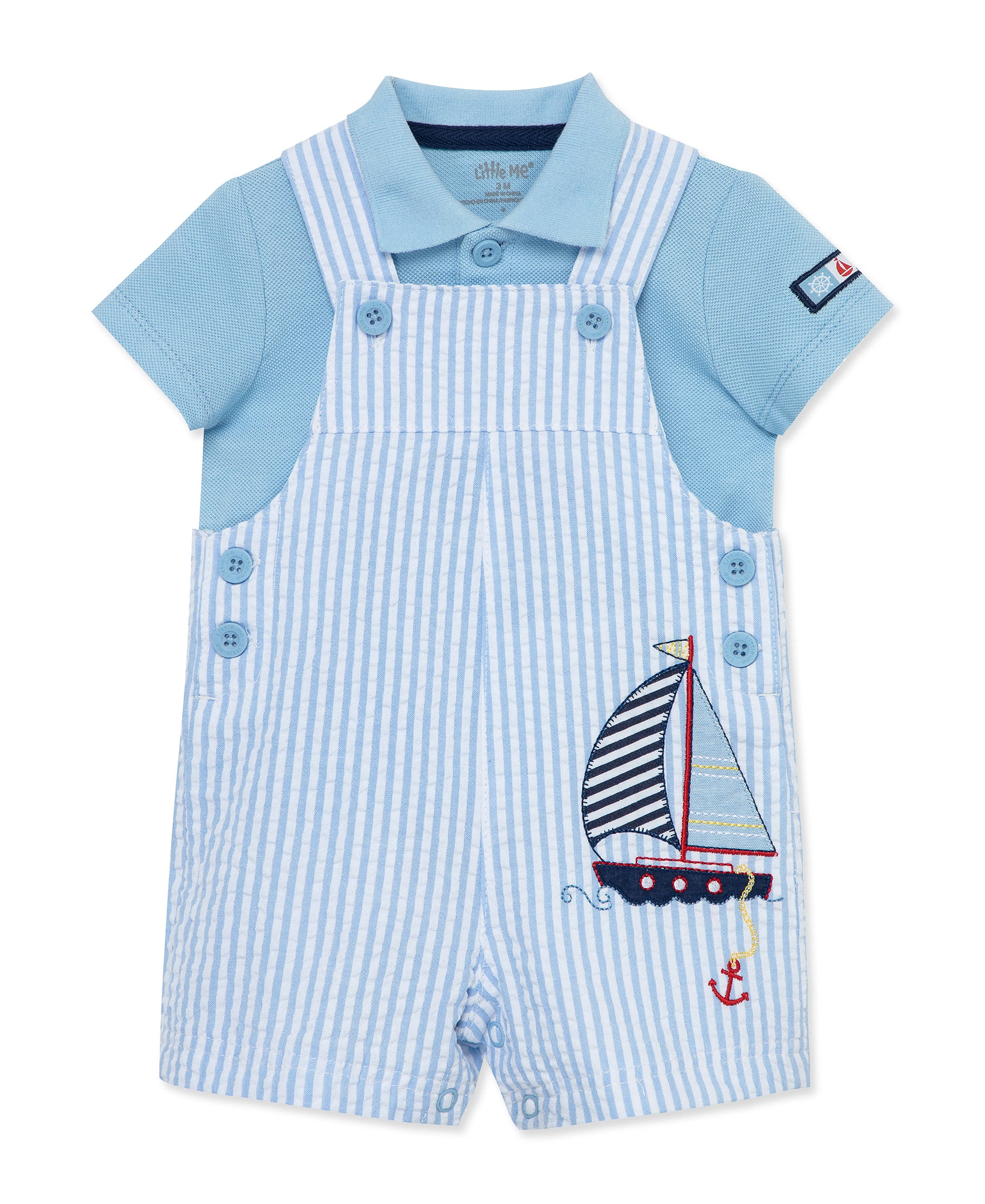 Sailboat Woven Shortall Set (12M-24M) - Little Me