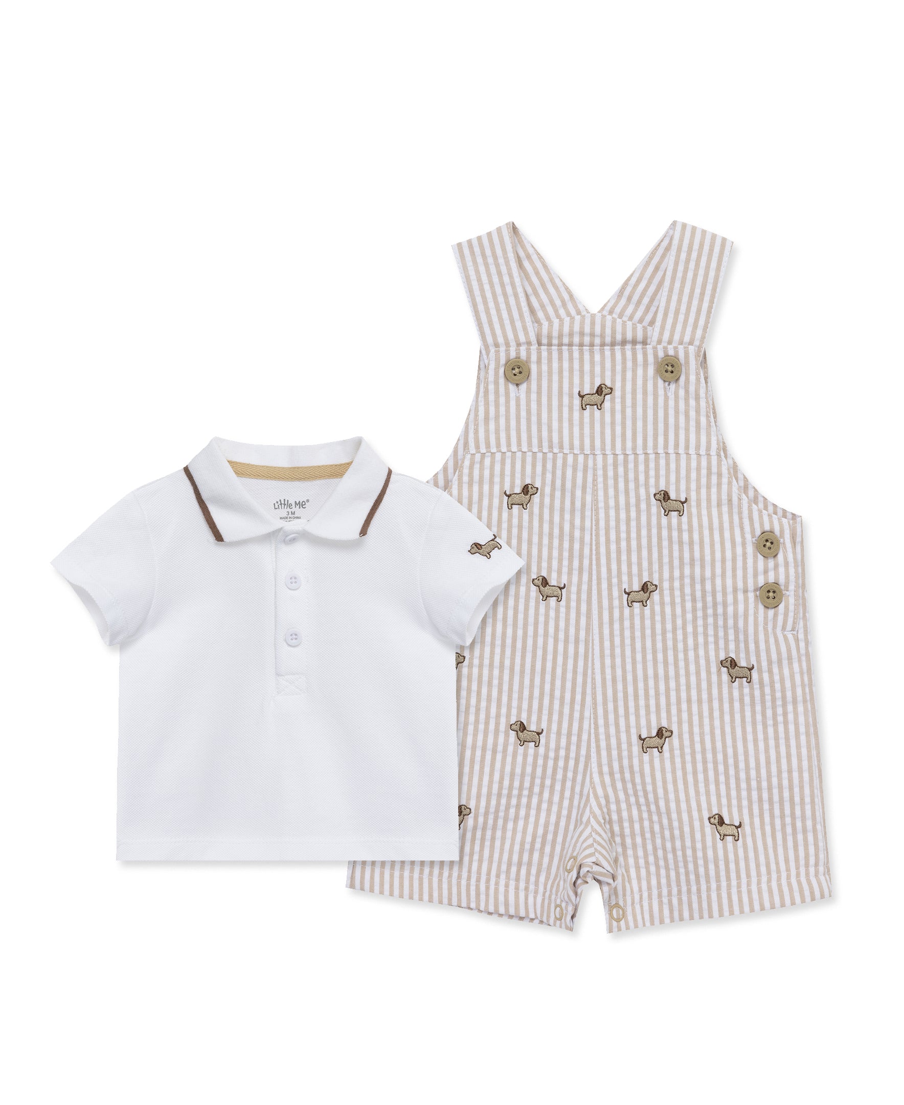 Puppies Woven Shortall Set (12M-24M) - Little Me