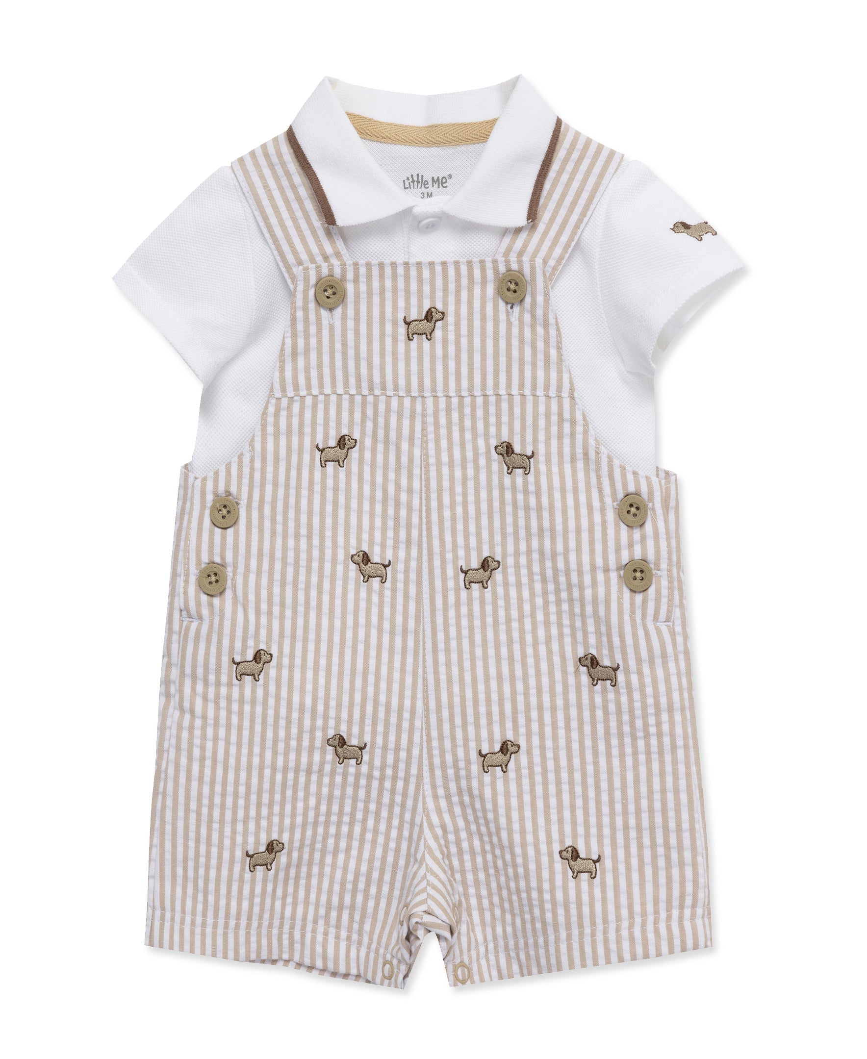 Puppies Woven Shortall Set (12M-24M) - Little Me