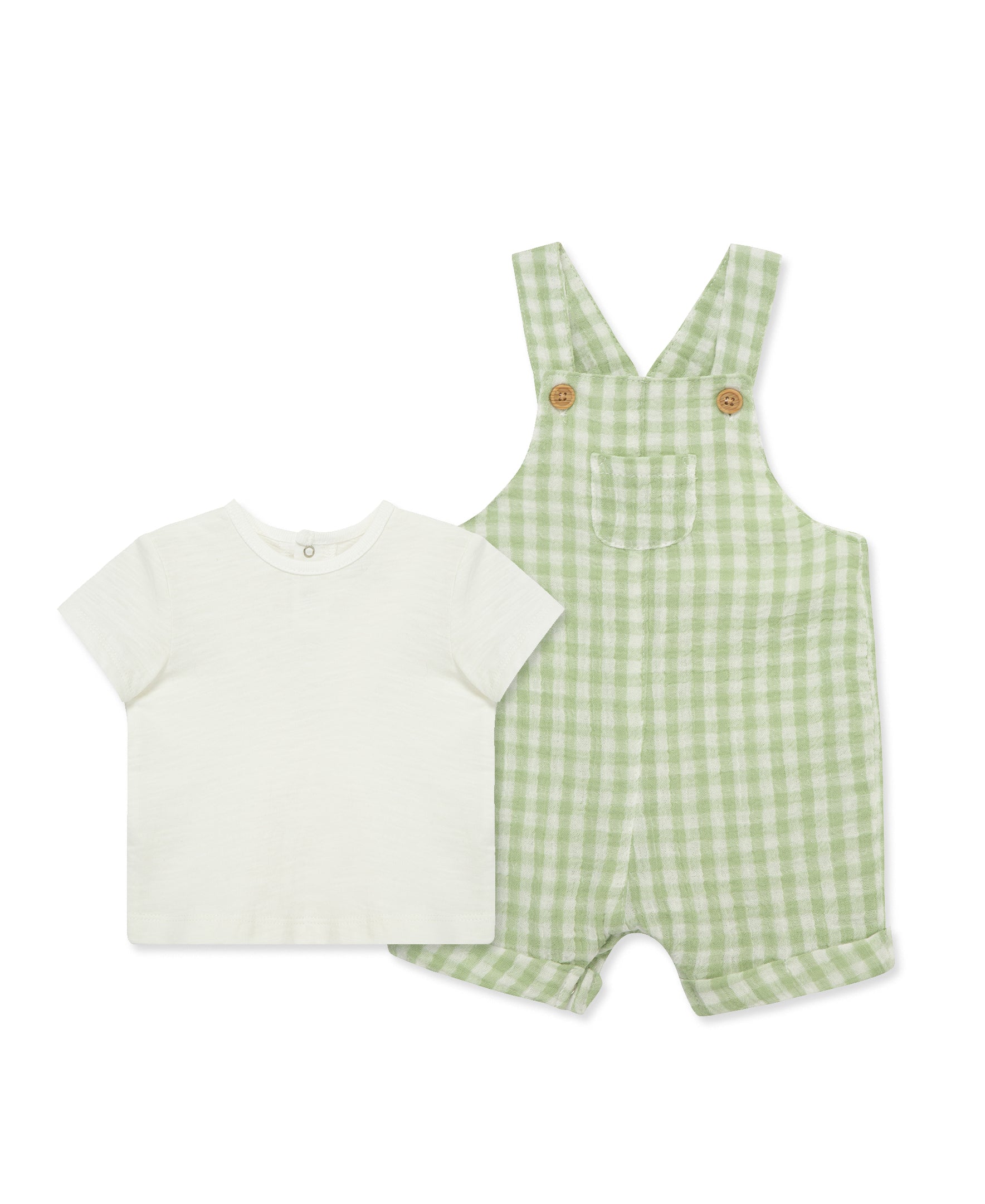 Check Gauze Shortall Set - Little Me