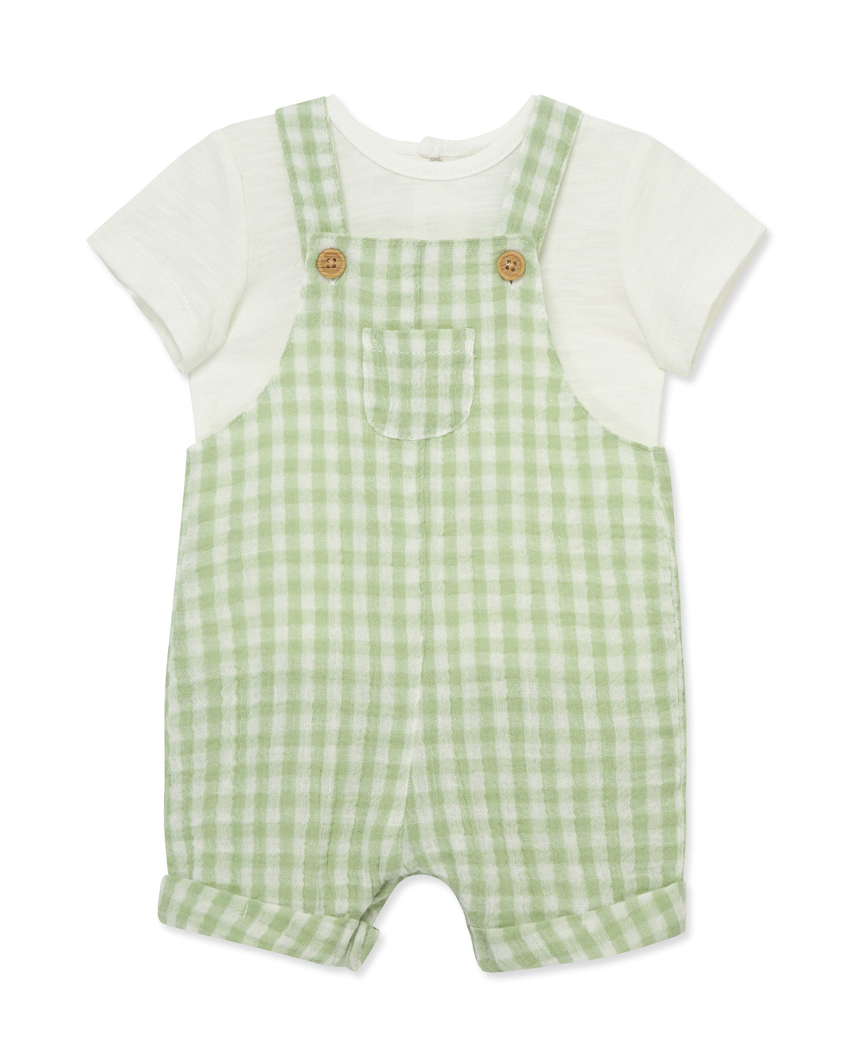 Check Gauze Shortall Set - Little Me