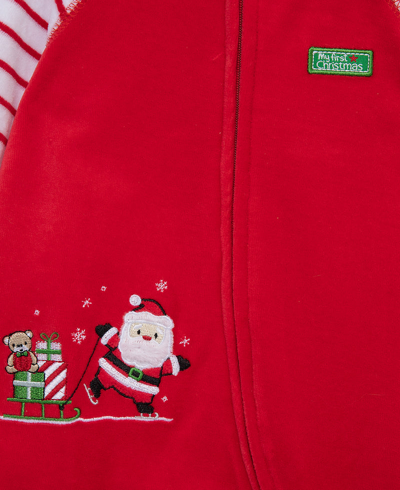 Santa Velour Footie - Little Me