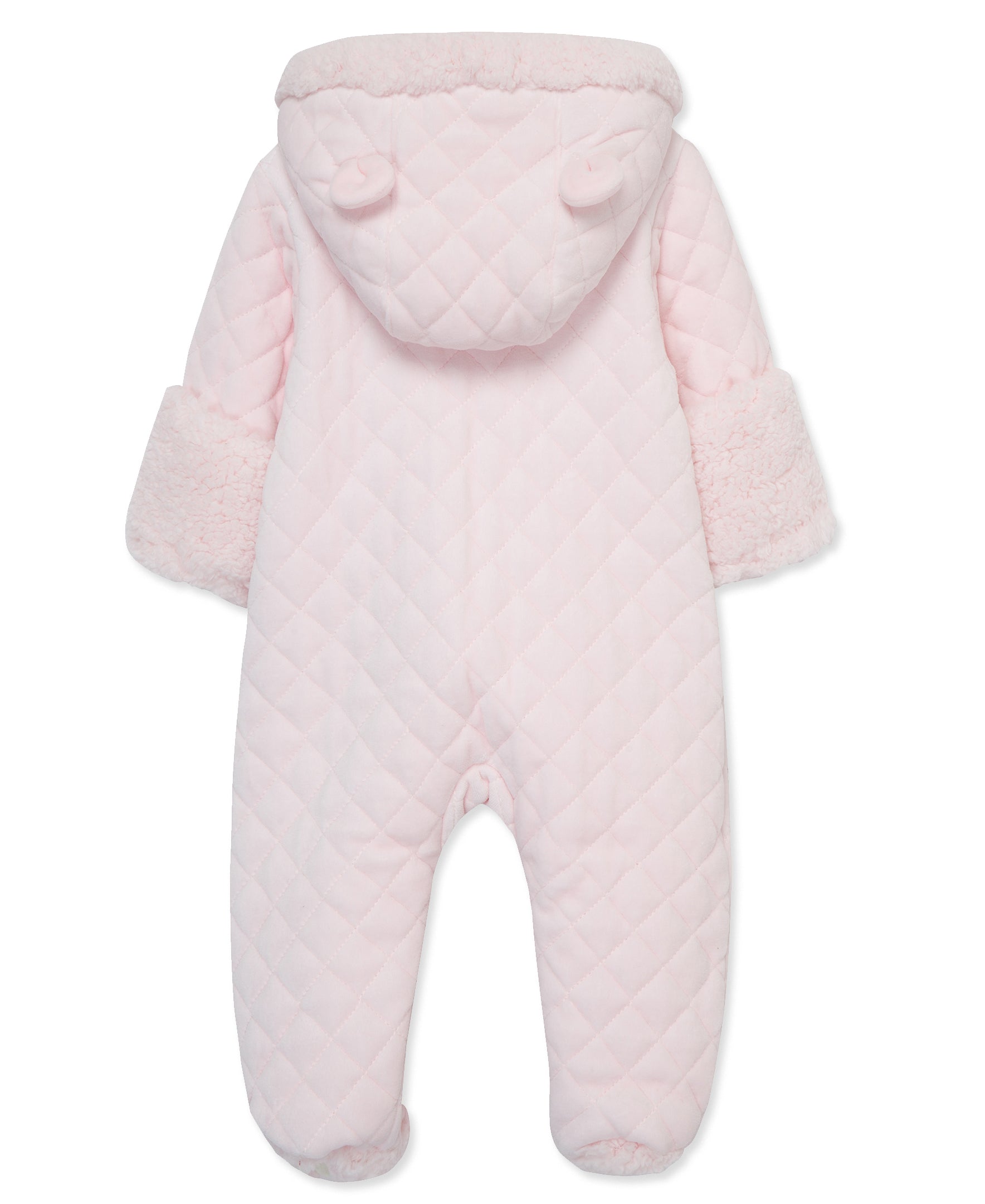 Pink Bear Quilted Velour Pram - Little Me