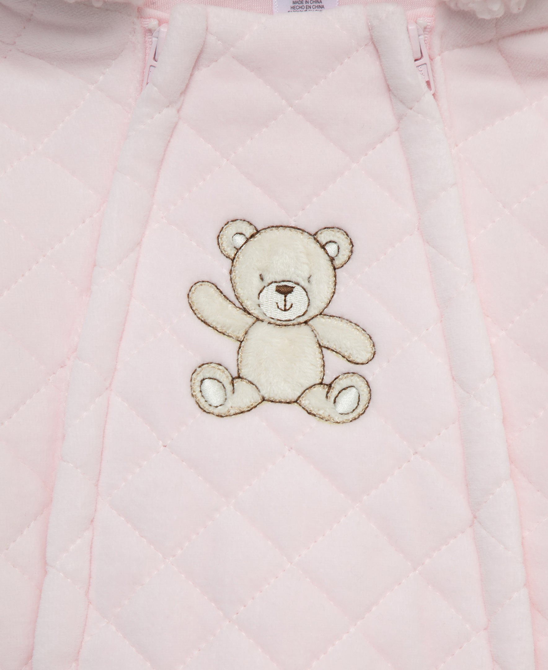 Pink Bear Quilted Velour Pram - Little Me