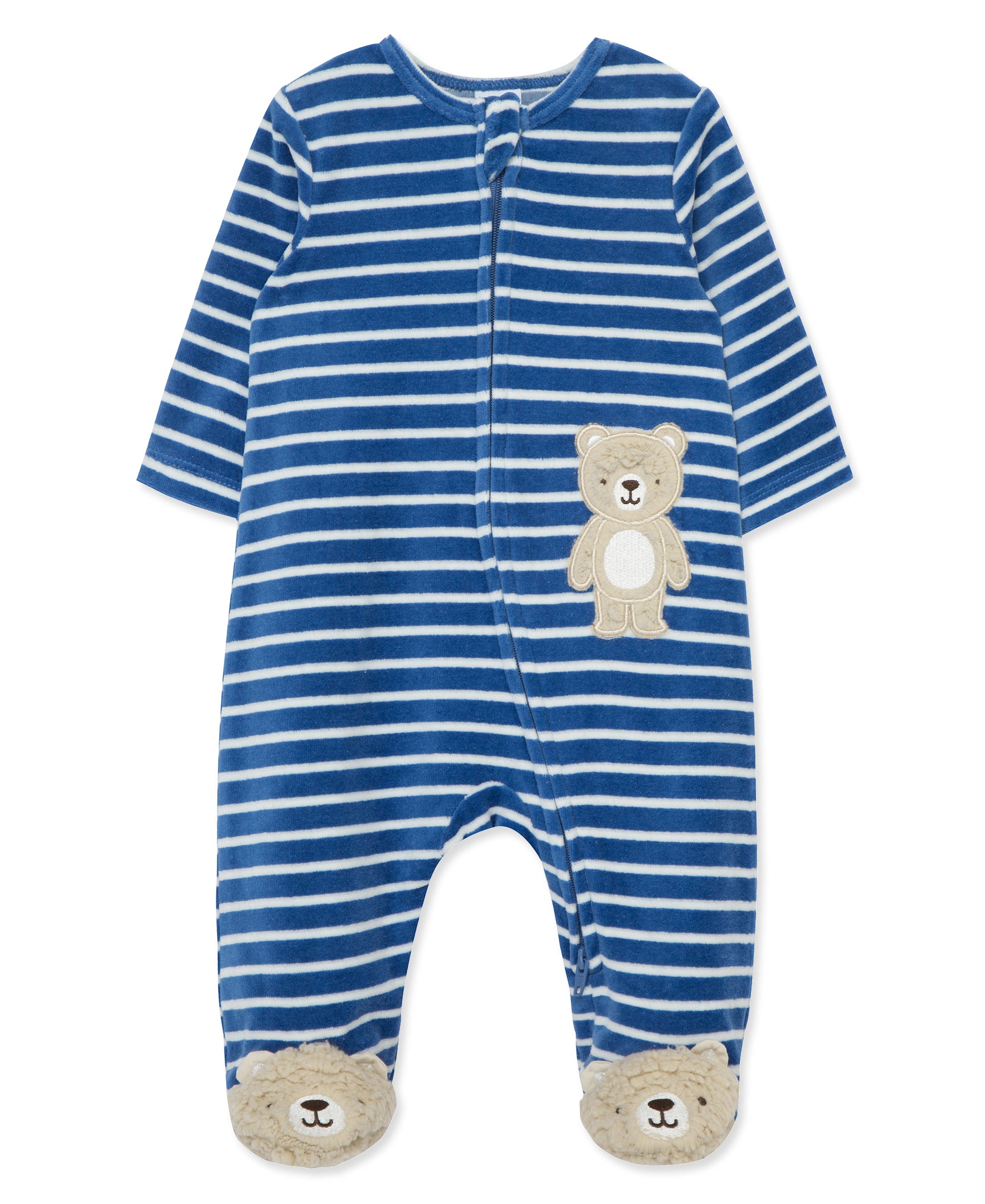 Fuzzy Bear Velour 2-Way-Zip Footie - Little Me